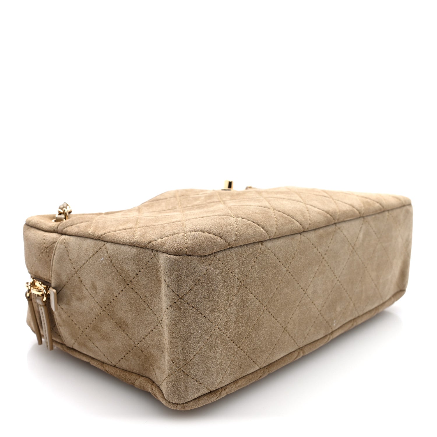 Suede Calfskin Quilted Camerissimo Camera Case Dark Khaki — view 4