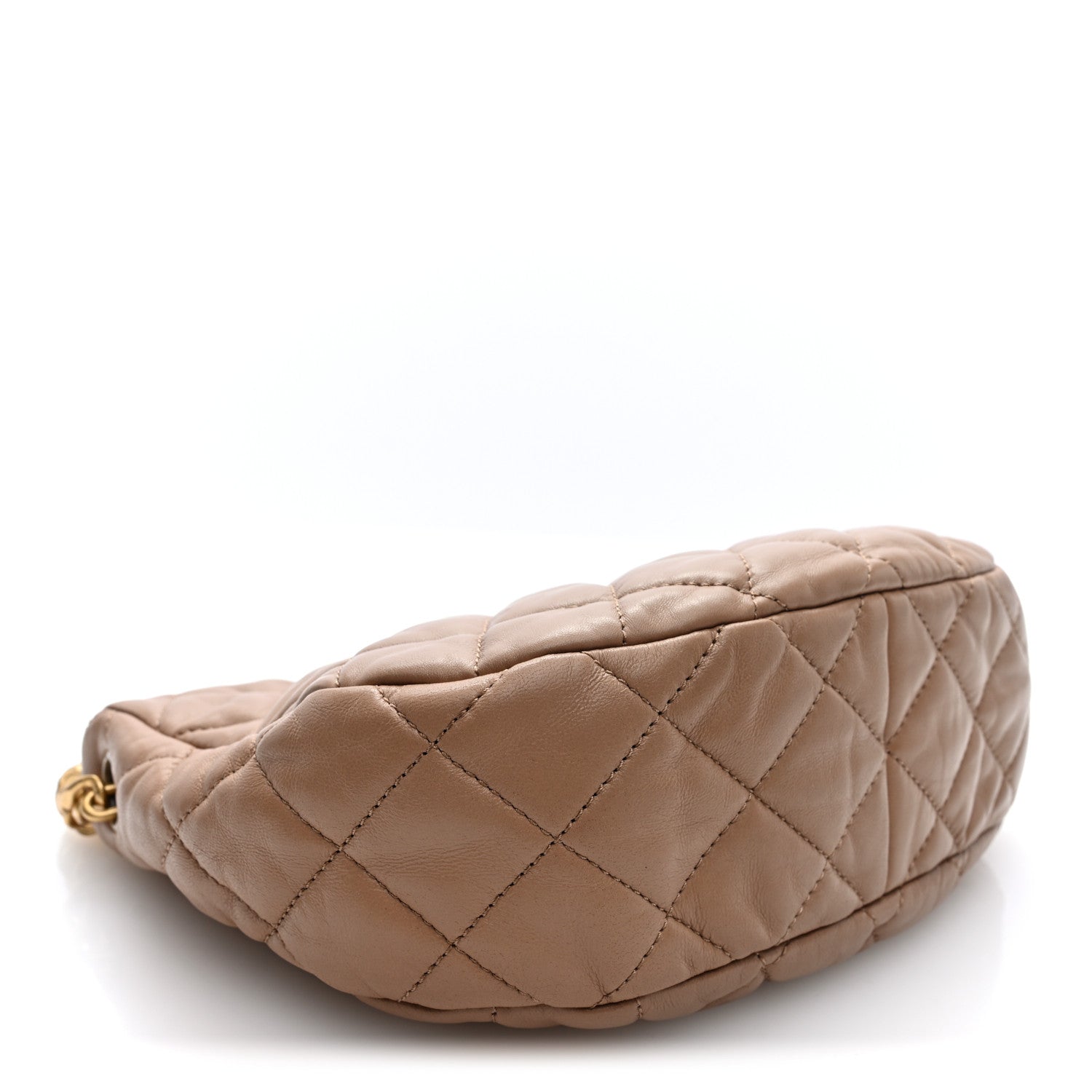 Lambskin Quilted Pillow Crush Chain Hobo Beige — view 4