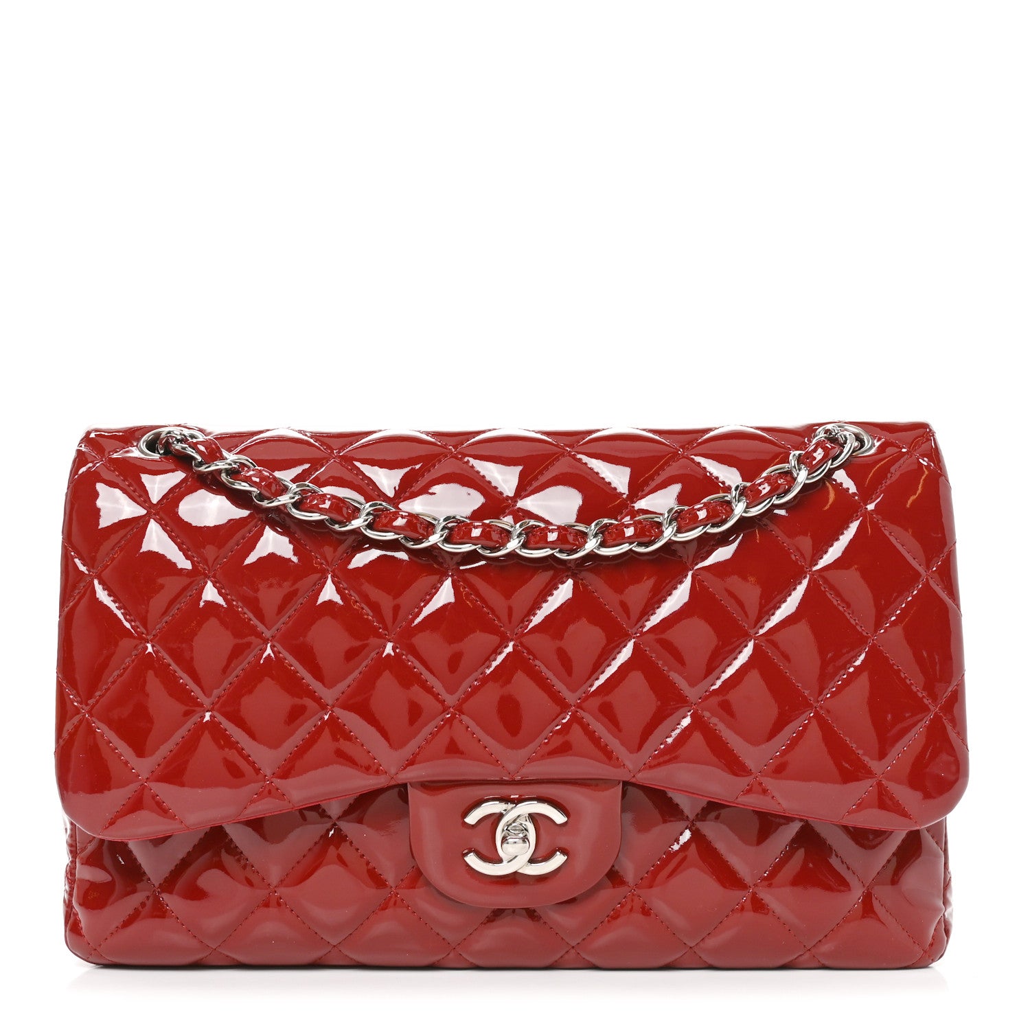 Patent Quilted Jumbo Double Flap Red — view 1