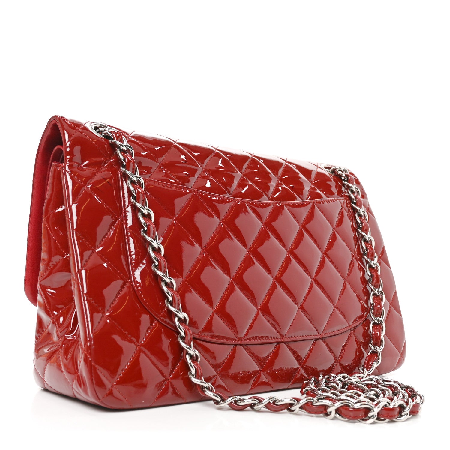 Patent Quilted Jumbo Double Flap Red — view 3