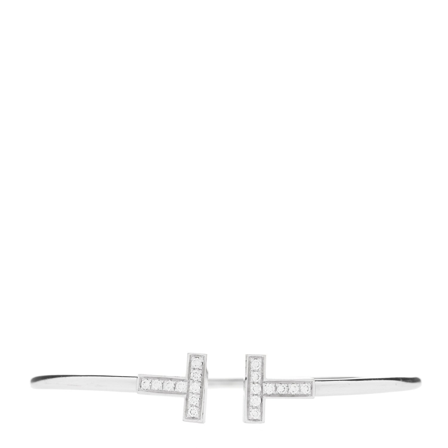 18K White Gold Diamond T Wire Bracelet