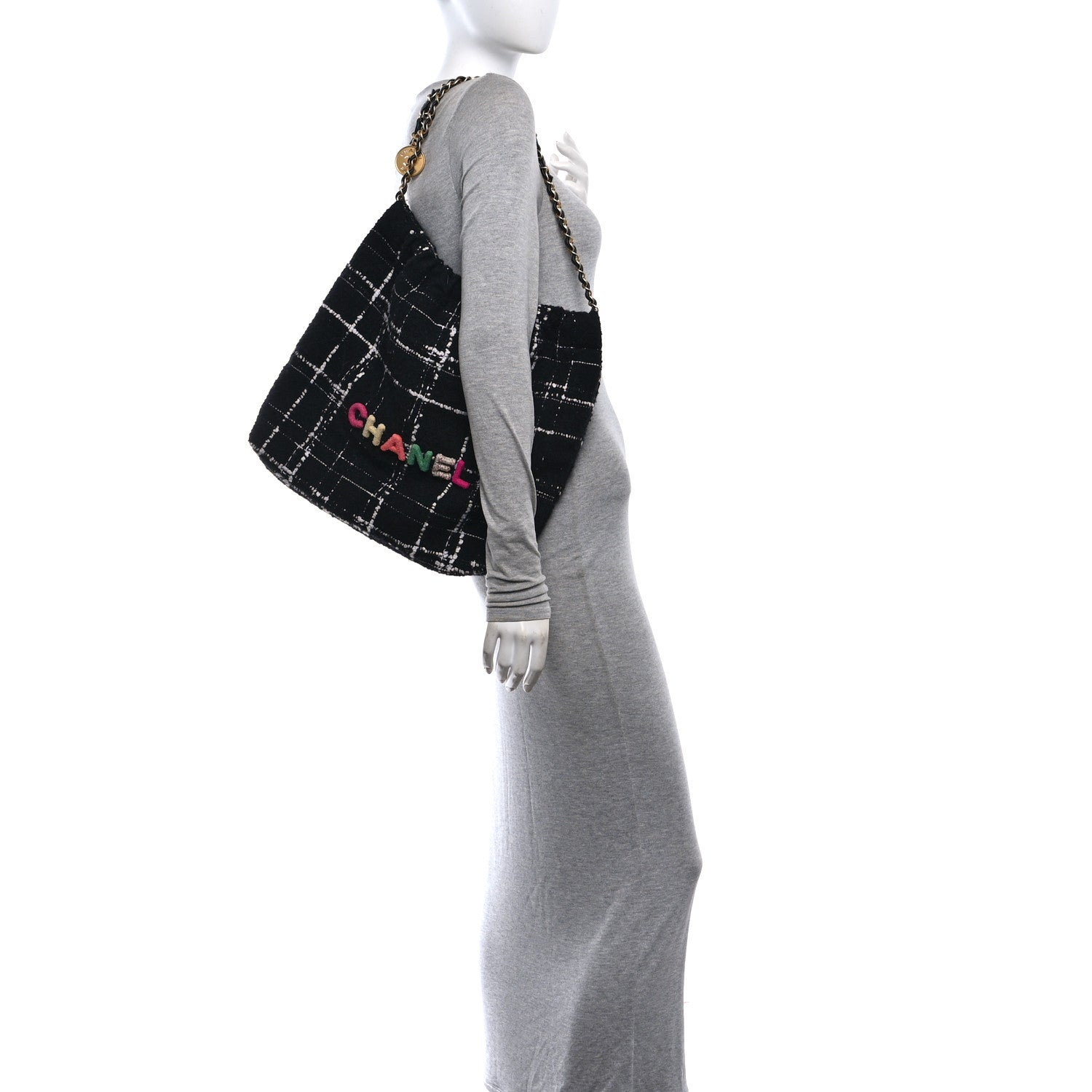 Wool Tweed Quilted Small Chanel 22 Black Multicolor — view 2
