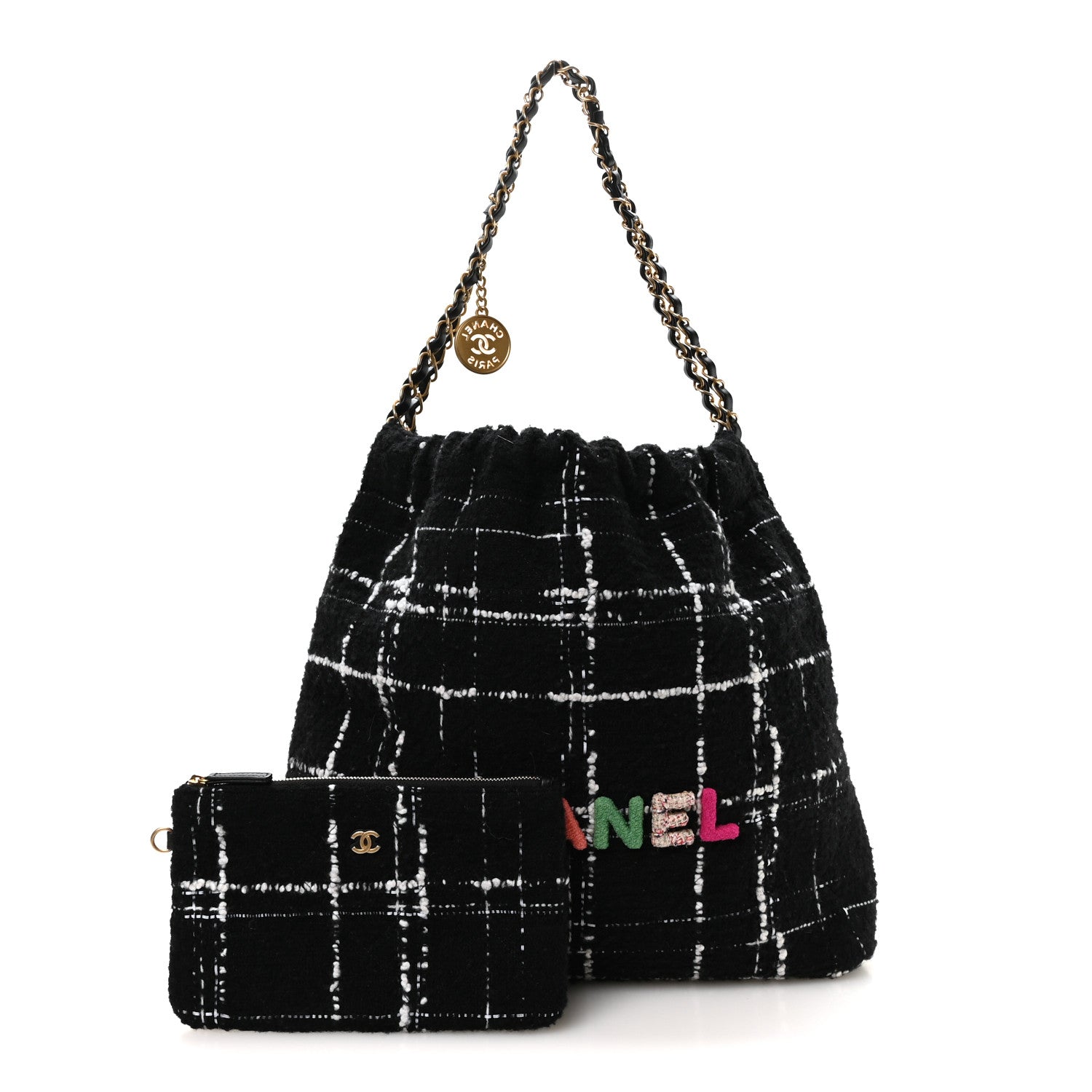 Wool Tweed Quilted Small Chanel 22 Black Multicolor — view 3