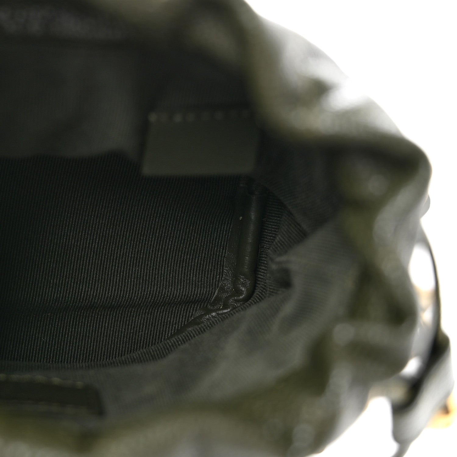 Caviar Quilted Coco First Bucket Clutch With Chain Khaki — view 5
