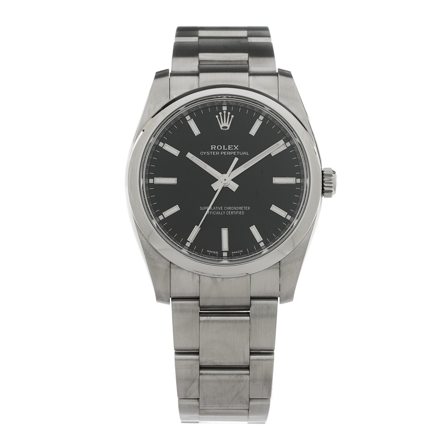 Stainless Steel 34mm Oyster Perpetual Watch Black 114200
