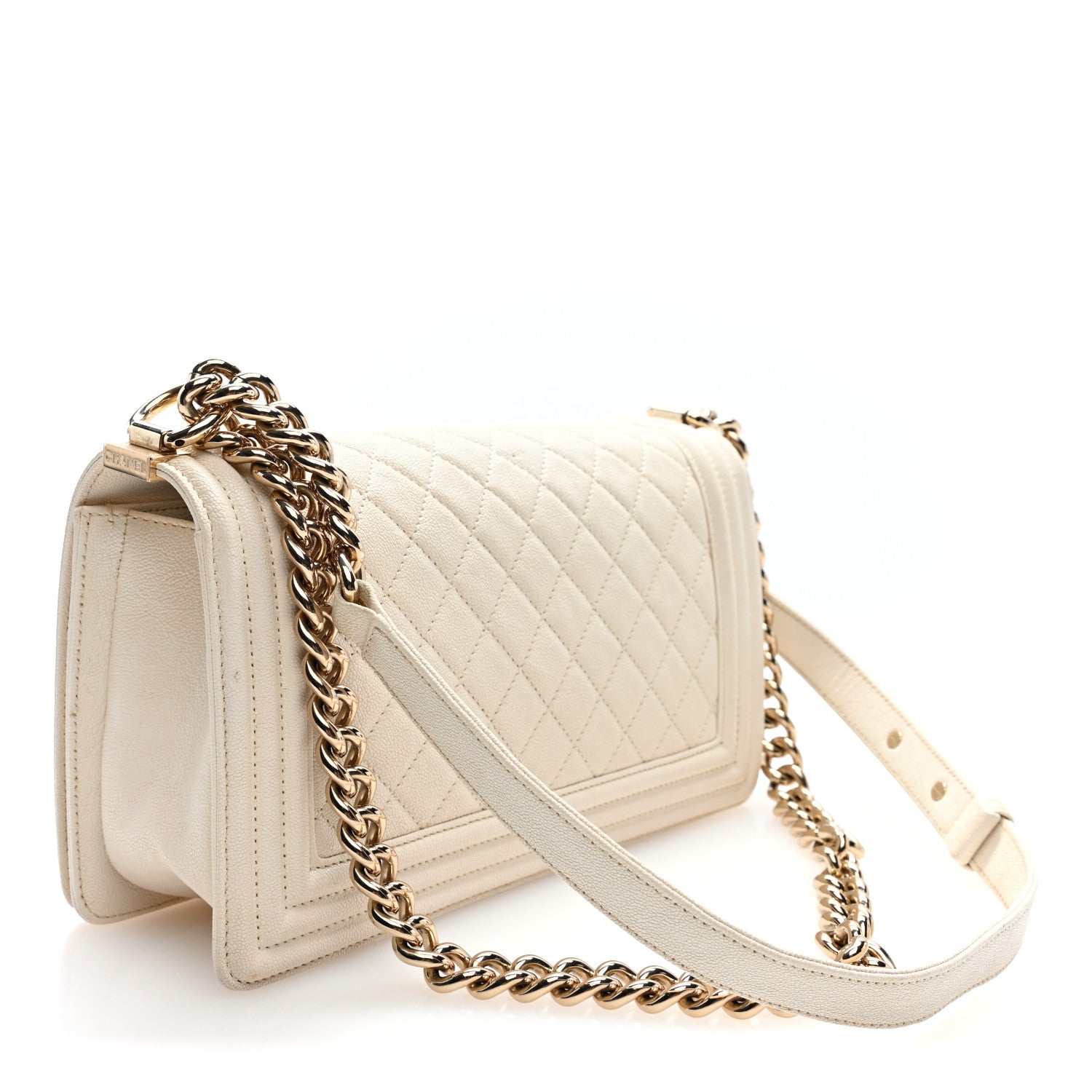 Caviar Quilted Medium Boy Flap White White — view 3