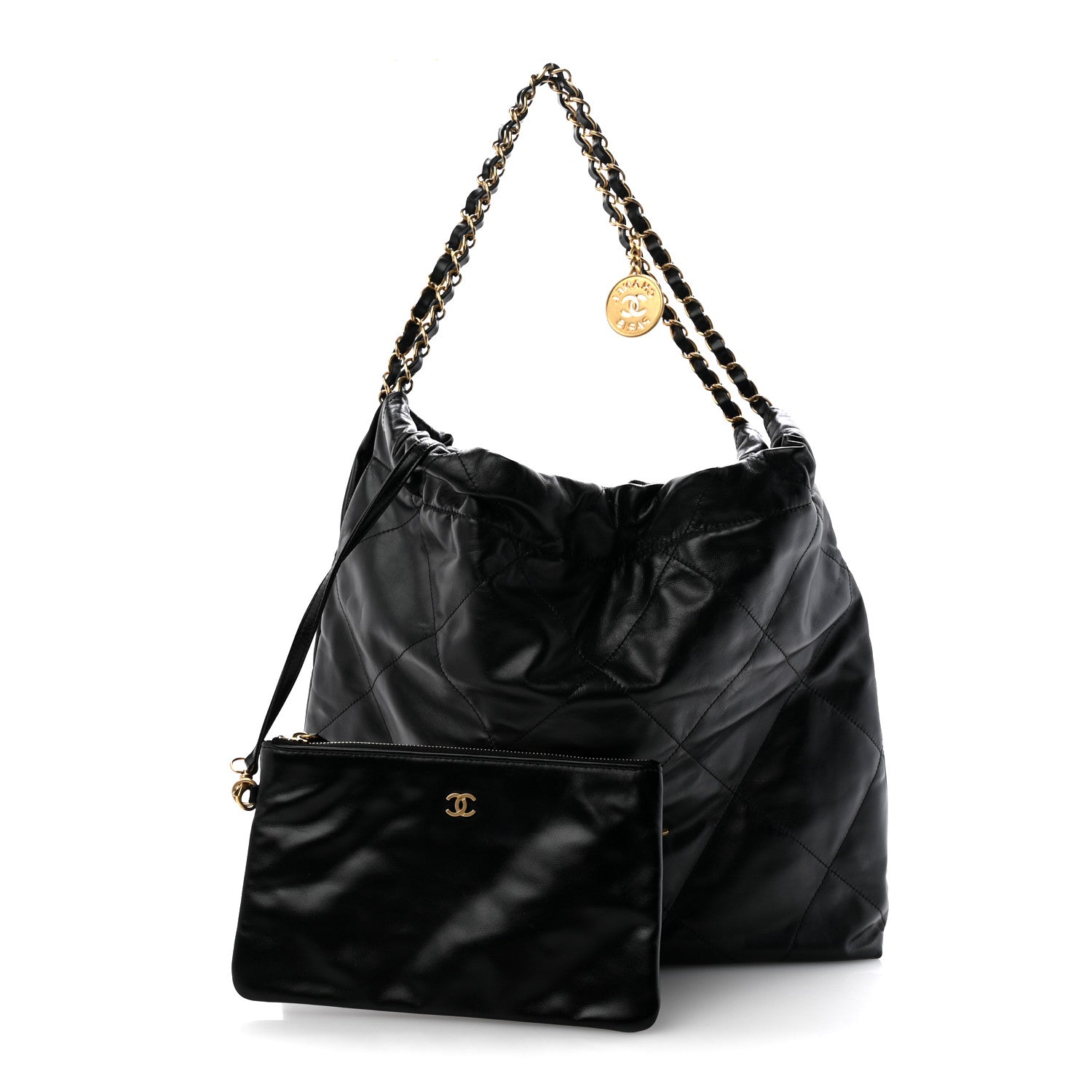 Shiny Calfskin Quilted Chanel 22 Black — view 3