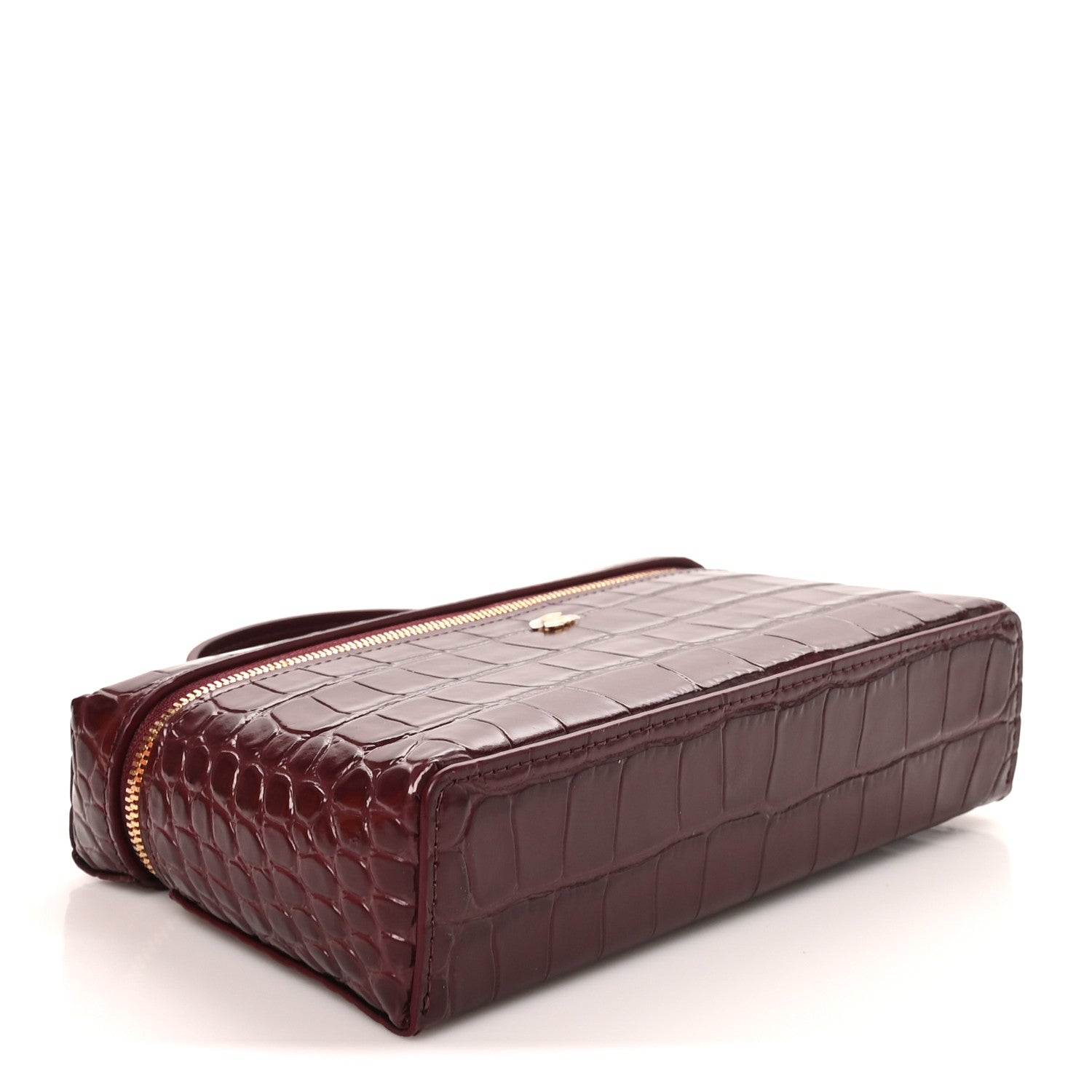 Calfskin Crocodile Embossed Crococo Exoticoco Vanity With Chain Dark Burgundy — view 4
