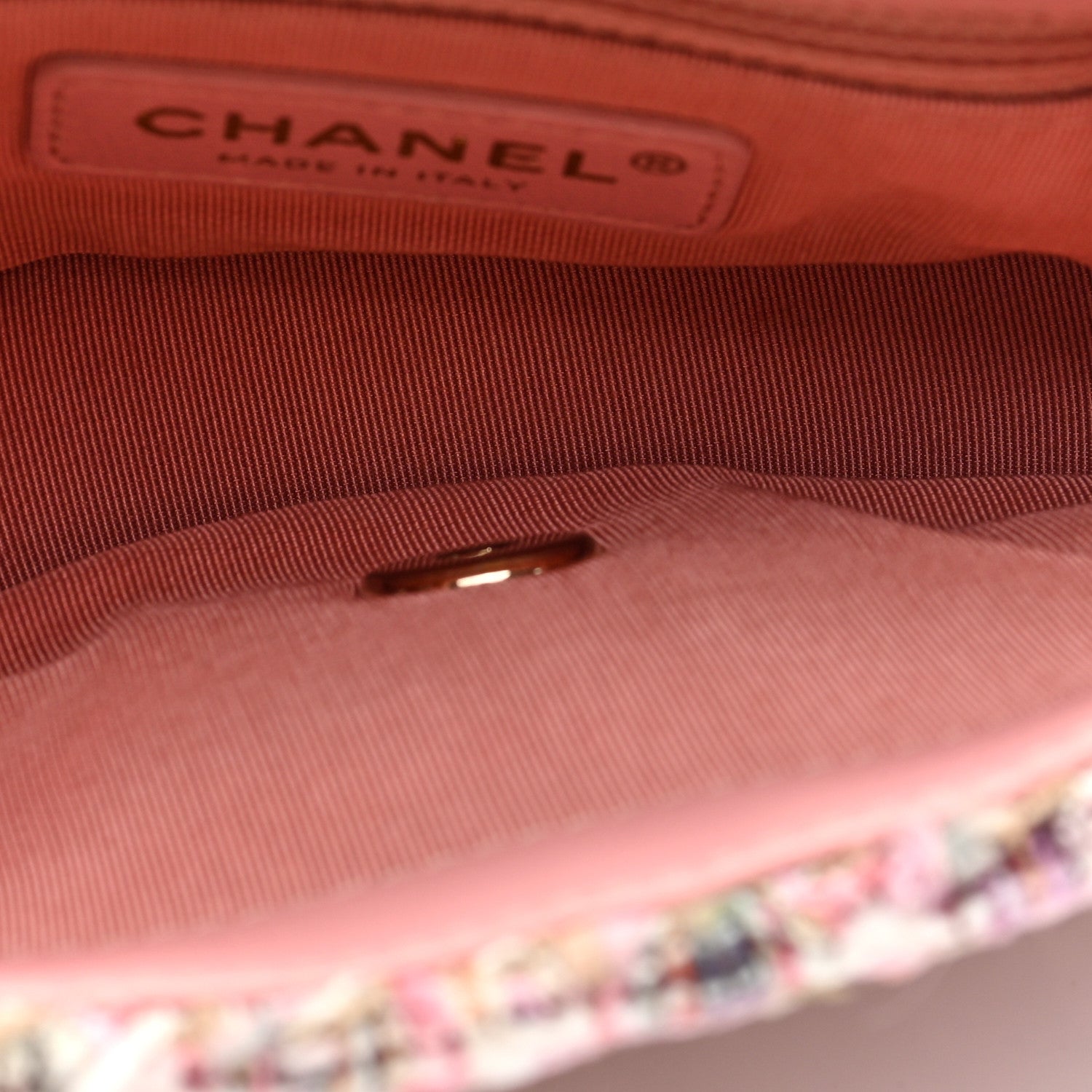 Tweed Mini Pearl Handle Flap Pink Beige Orange Ecru — view 5