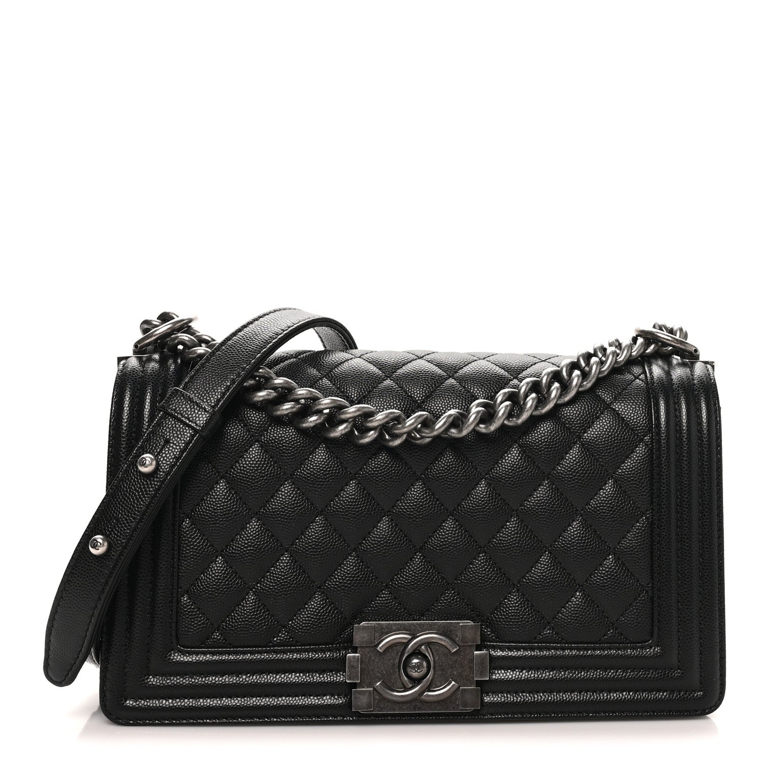 Caviar Quilted Medium Boy Flap Black