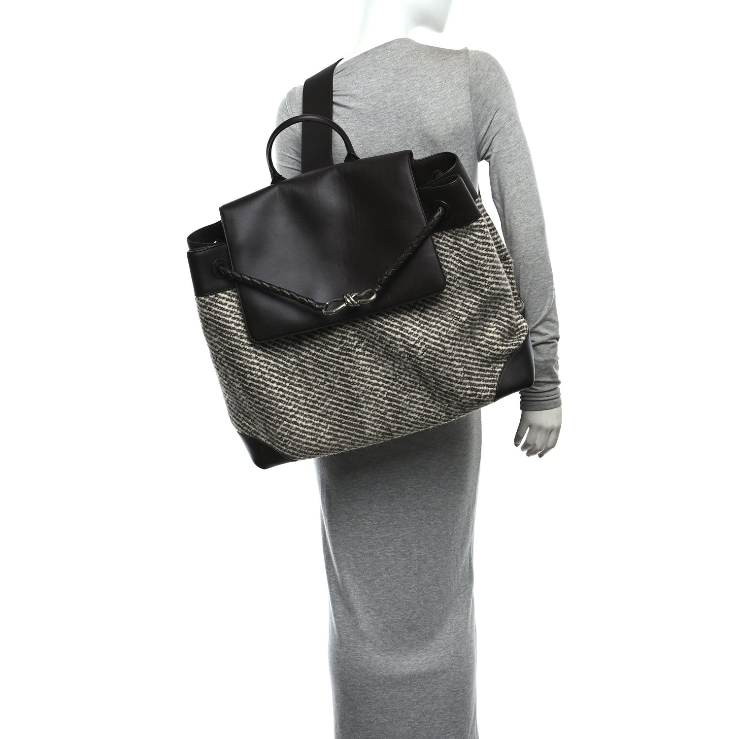 Wool Calfskin Large Andiamo Backpack Ecru Brown — view 2