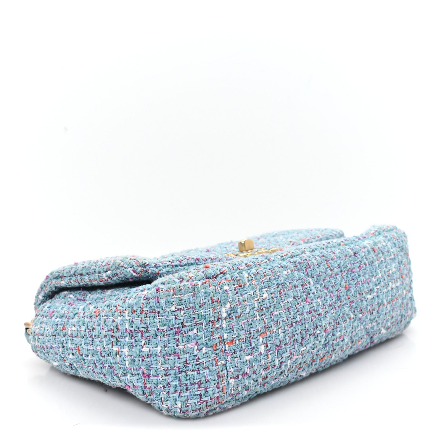 Tweed Quilted Medium Chanel 19 Flap Blue Multicolor — view 4