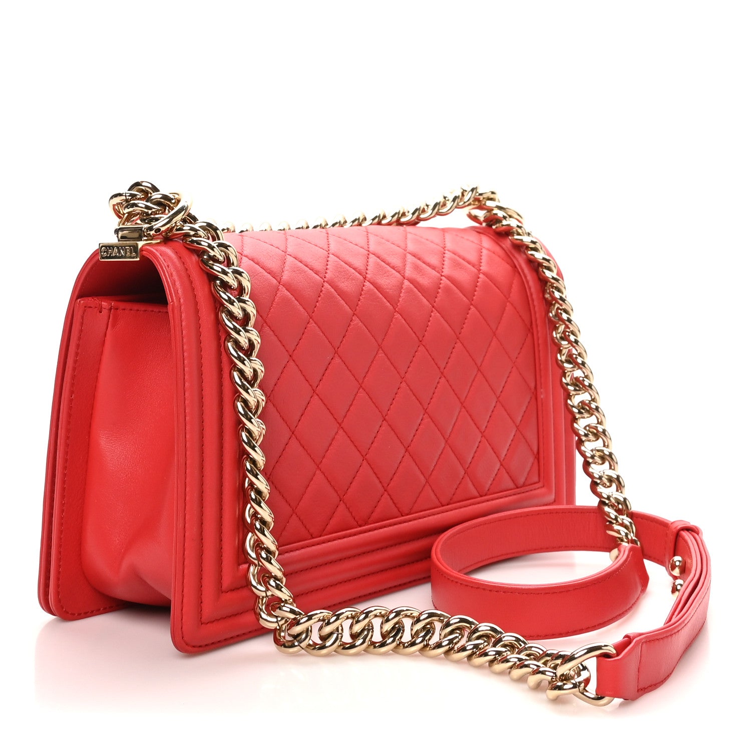 Lambskin Quilted Medium Boy Flap Red — view 3
