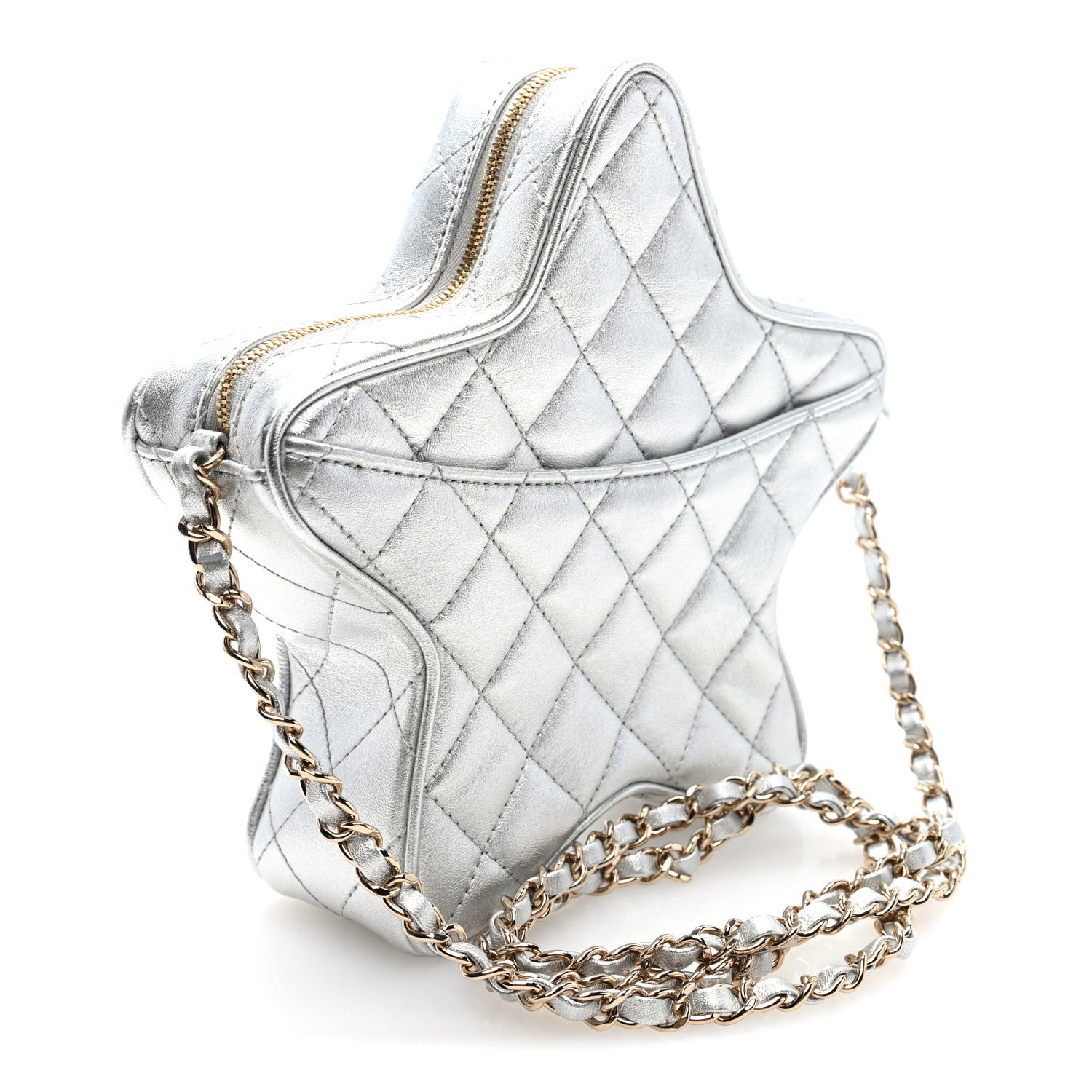 Metallic Lambskin Walk Of Fame Bag Silver — view 3