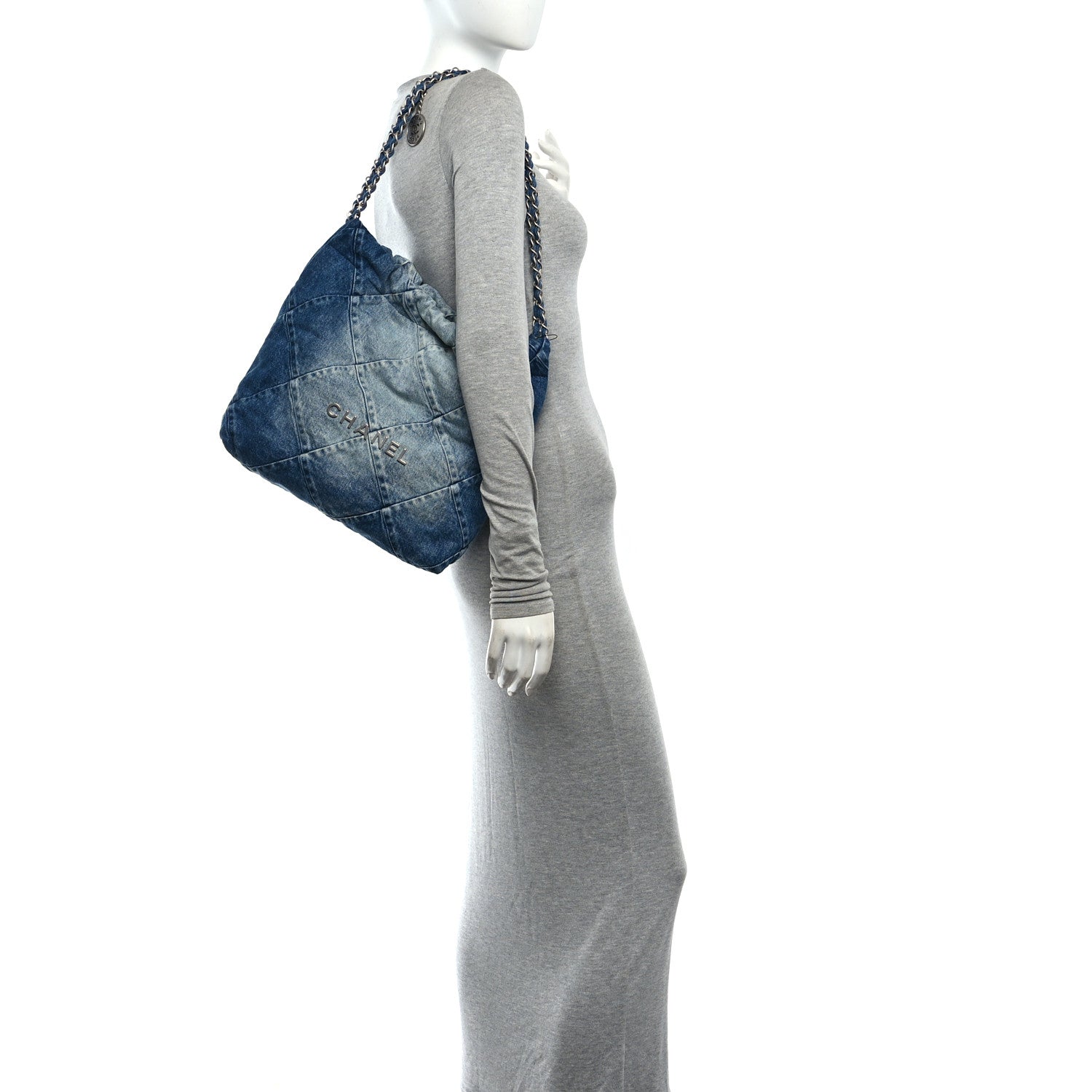 Denim Quilted Small Chanel 22 Blue — view 2