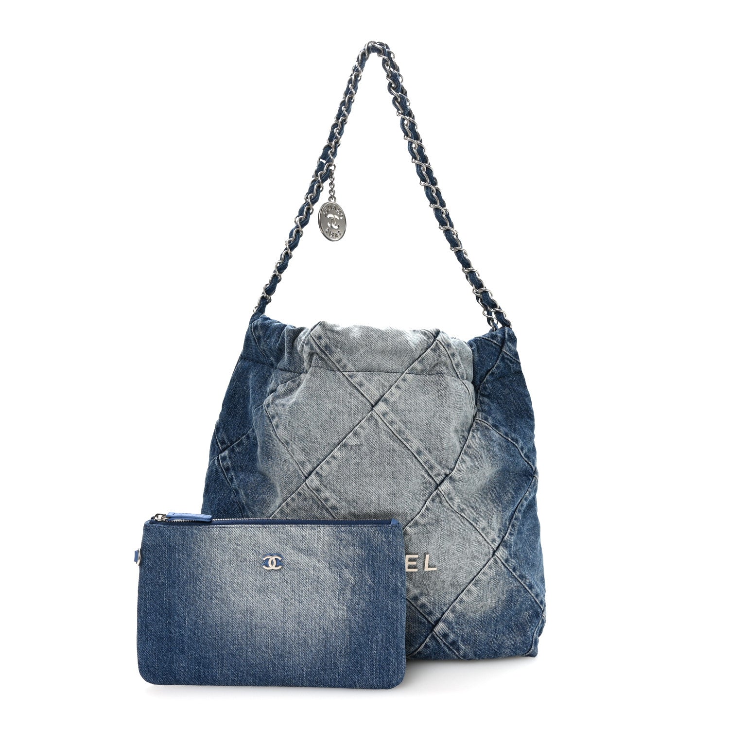 Denim Quilted Small Chanel 22 Blue — view 3