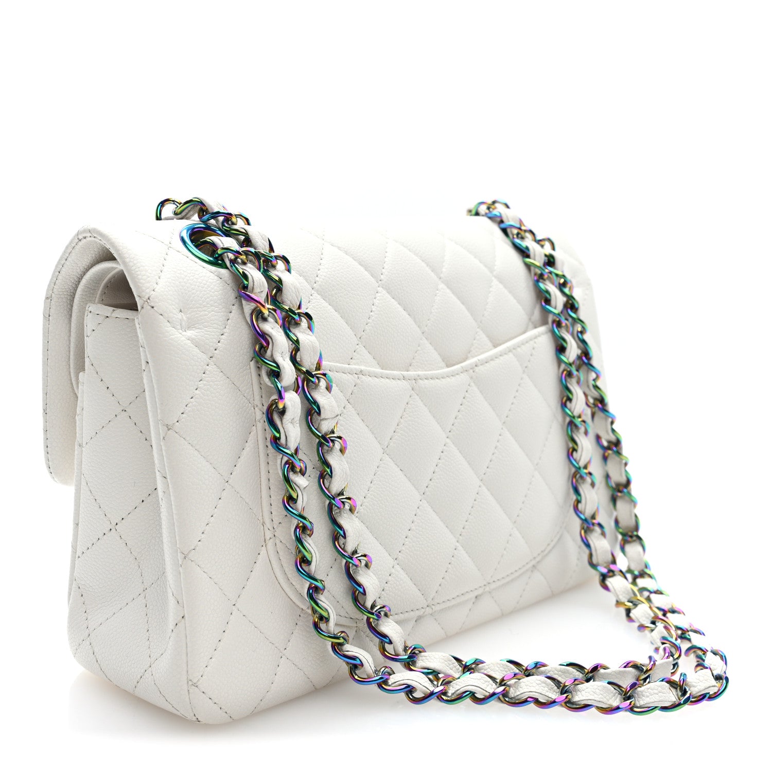 Caviar Quilted Rainbow CC Small Double Flap White — view 3