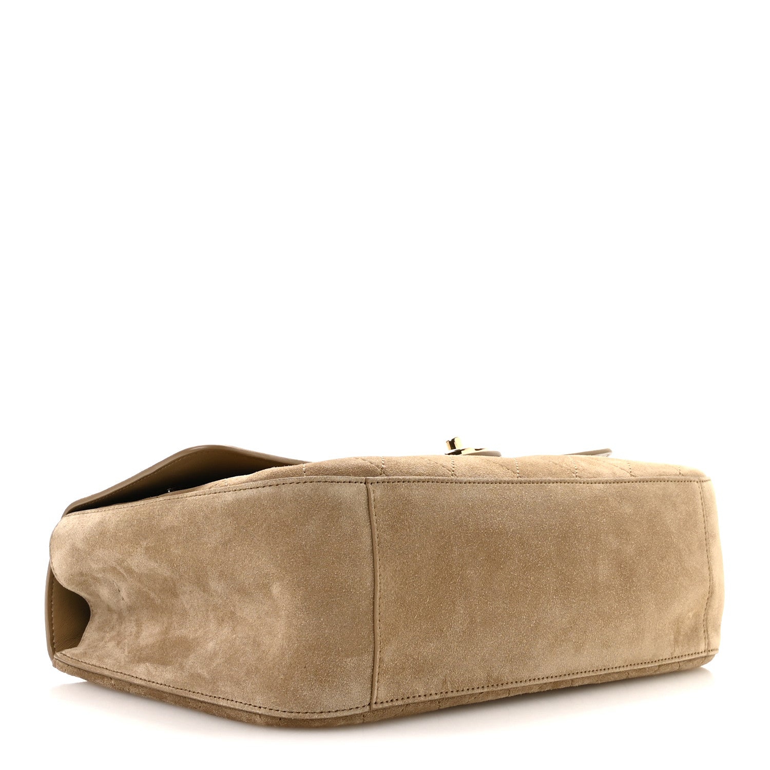 Suede Calfskin Small Souplissimo Maxi Flap Dark Beige — view 4