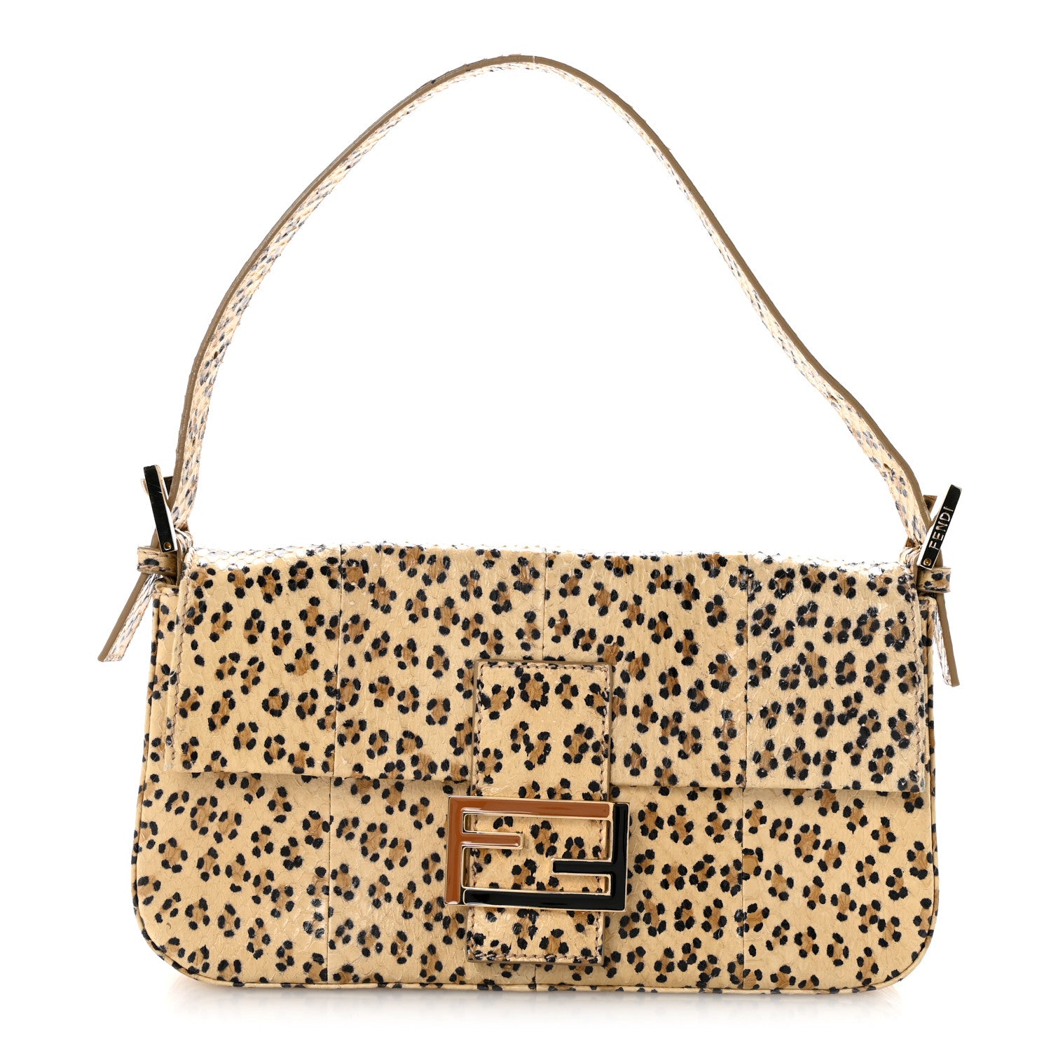 Snakeskin Leopard Print Baguette Beige