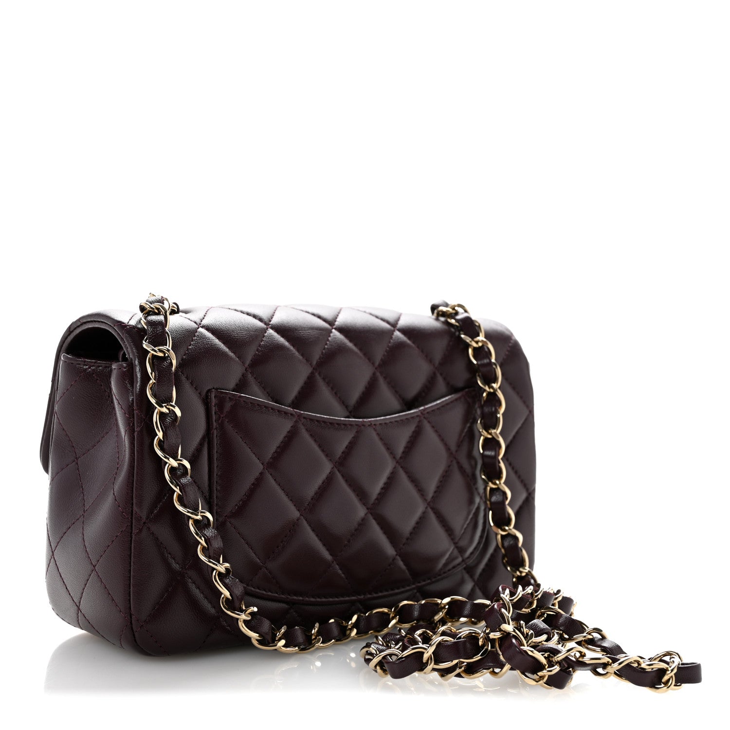 Lambskin Quilted Mini Rectangular Flap Burgundy — view 3