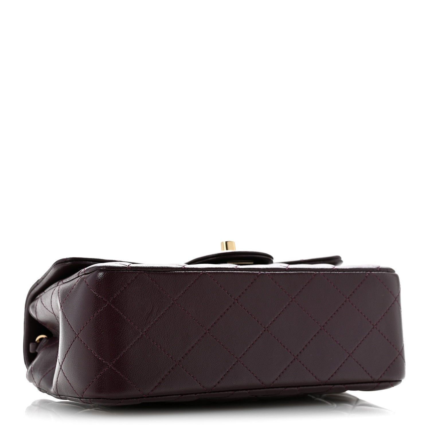 Lambskin Quilted Mini Rectangular Flap Burgundy — view 4