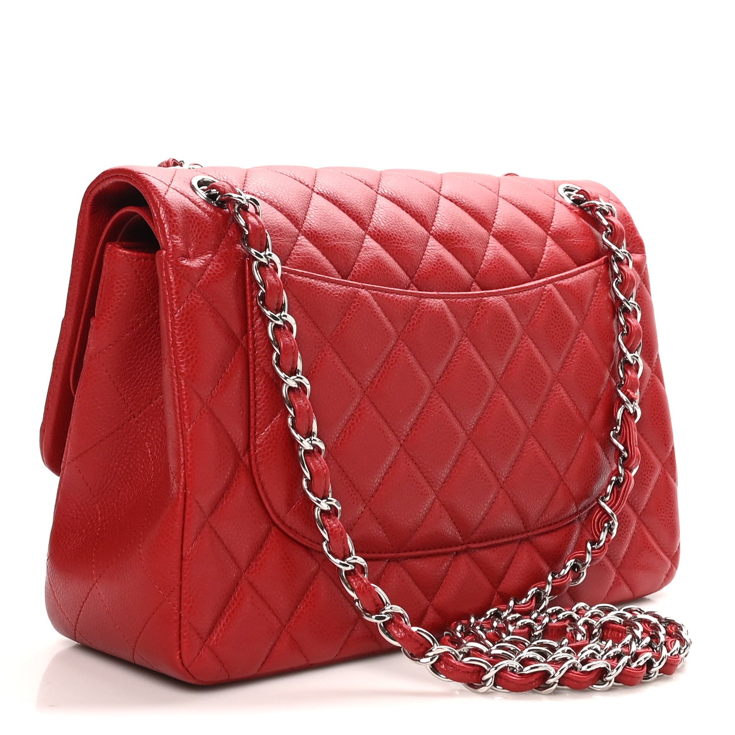 Caviar Quilted Jumbo Double Flap Dark Red — view 3