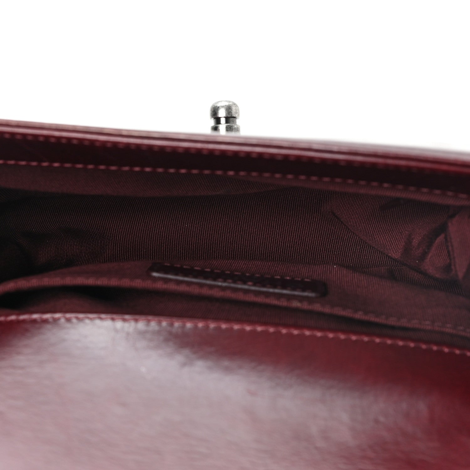 Glazed Calfskin Quilted Small Boy Chained Flap Burgundy — view 5