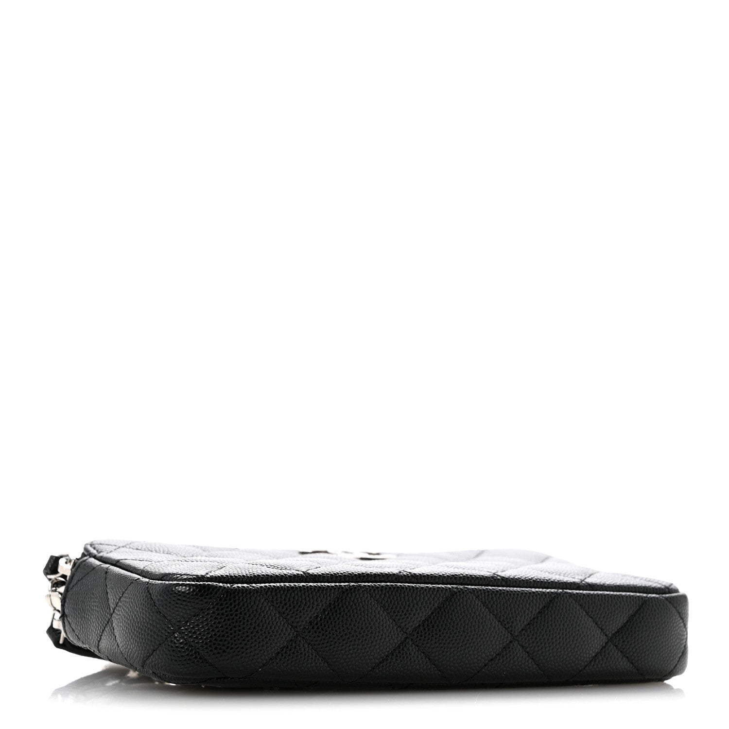 Caviar Quilted Logo Small Clutch With Chain Black — view 4