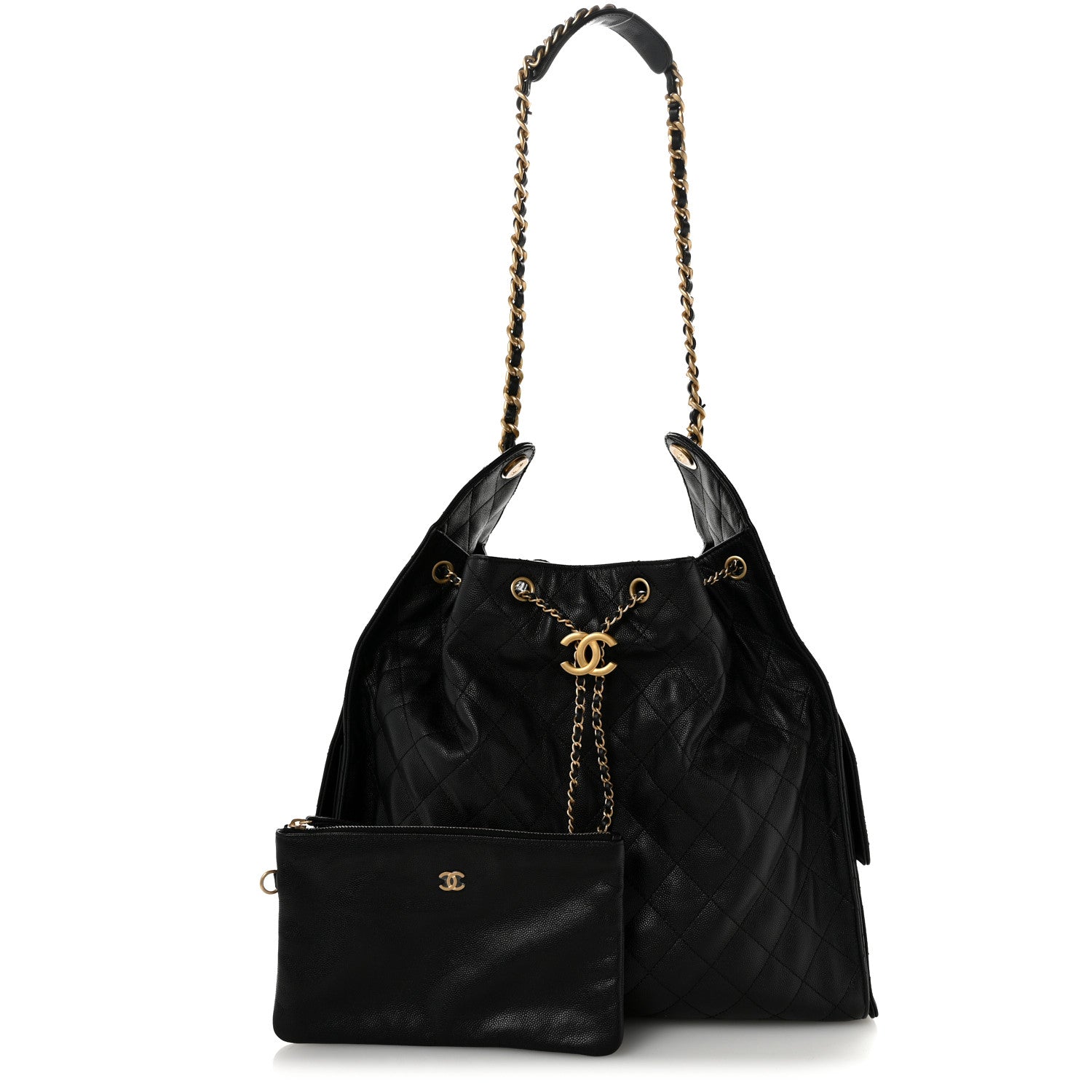 Caviar Quilted Large Chanel 25 Handbag Black — view 3