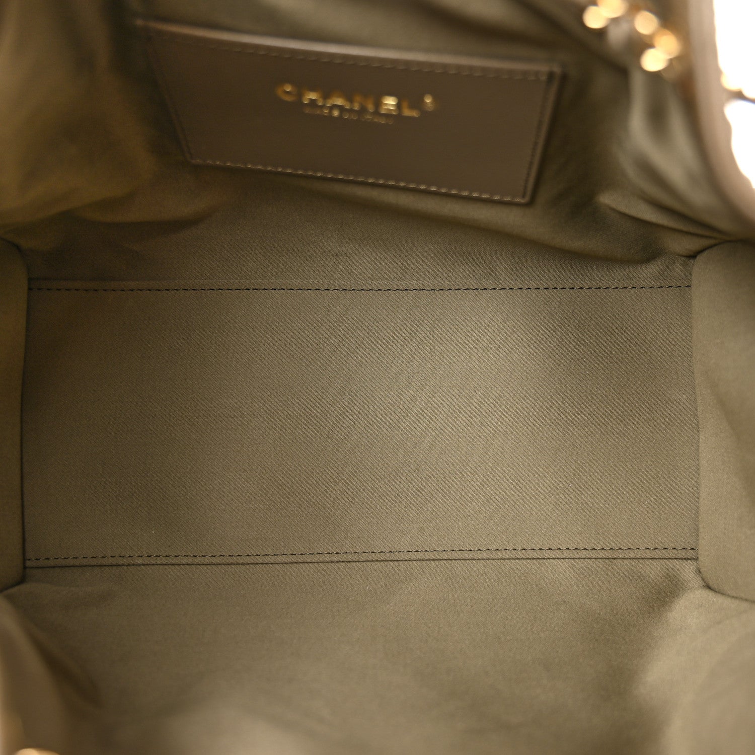 Goatskin Quilted Small Chanel 25 Handbag Dark Khaki — view 5