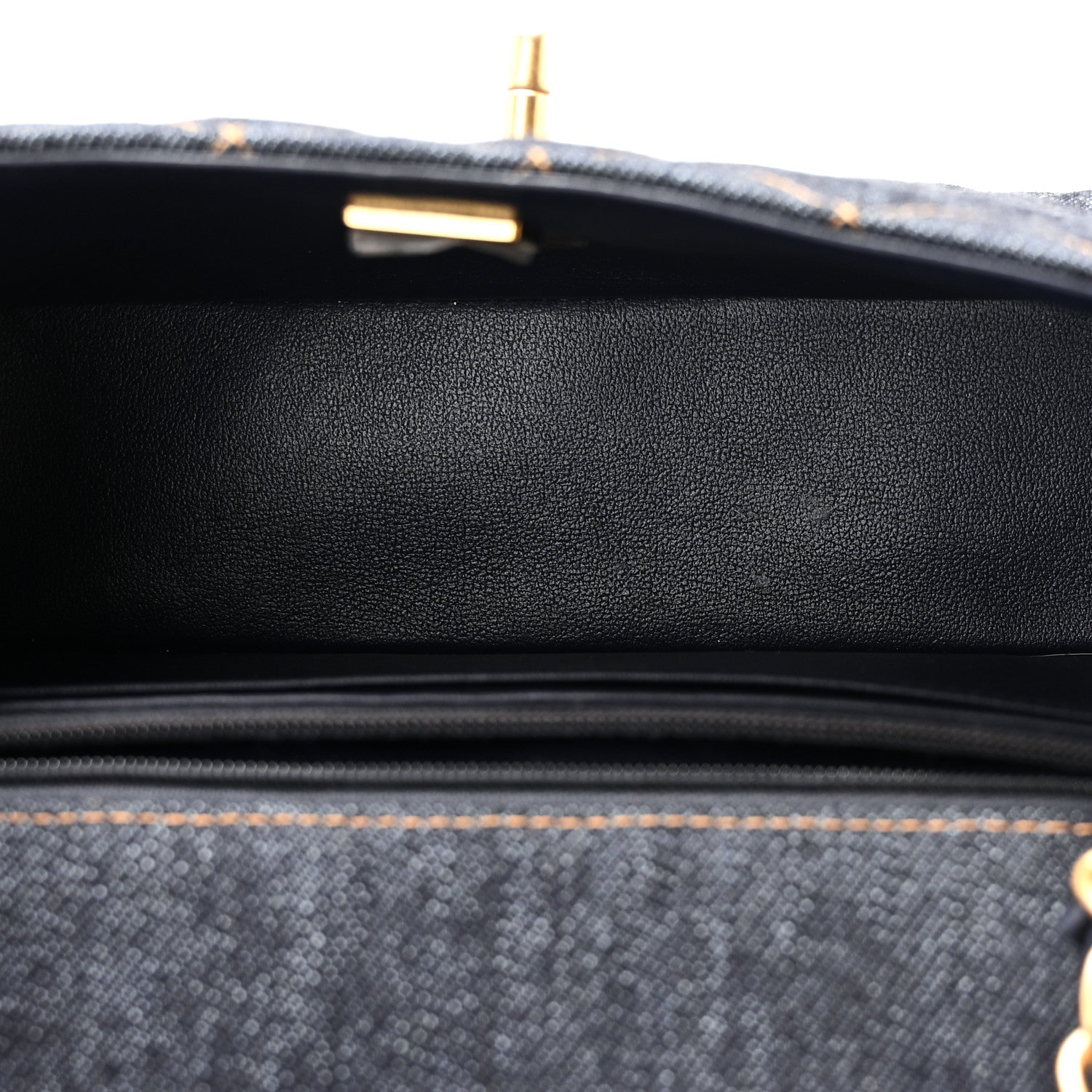 Denim Quilted Mini Rectangular Flap Dark Blue Orange — view 5