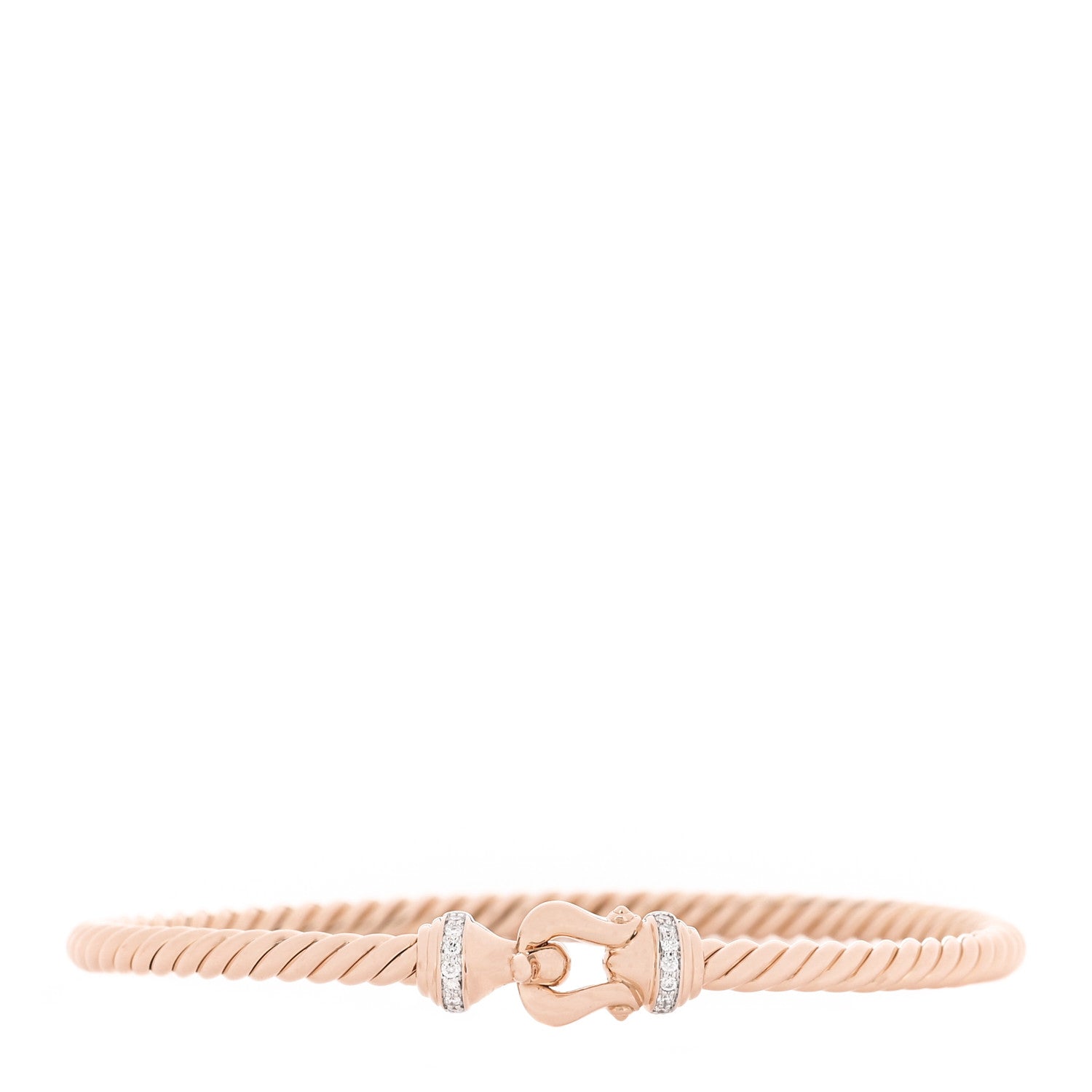 18K Rose Gold Diamond 3.5mm Buckle Cablespira Bracelet