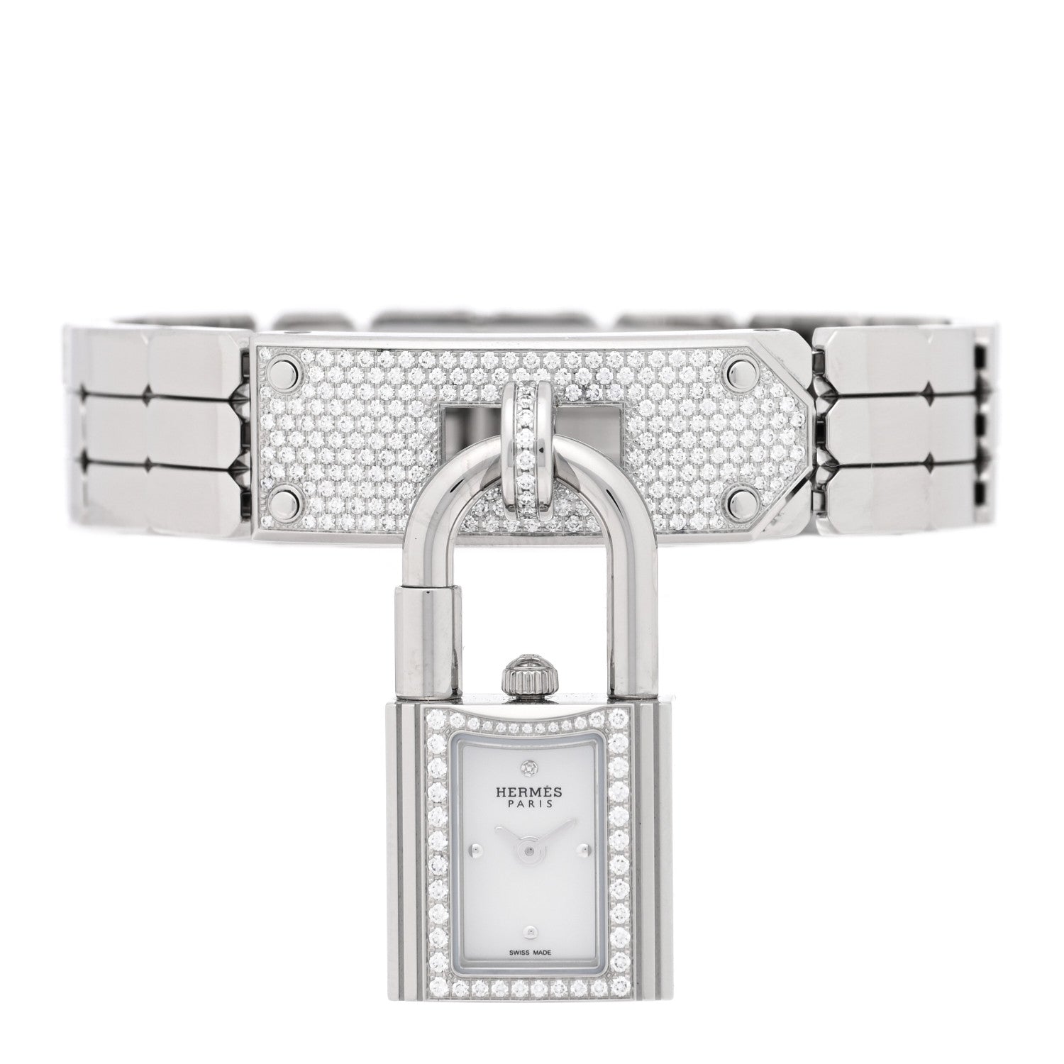 Stainless Steel Diamond Pave 16mm Kelly Quartz Watch — view 2