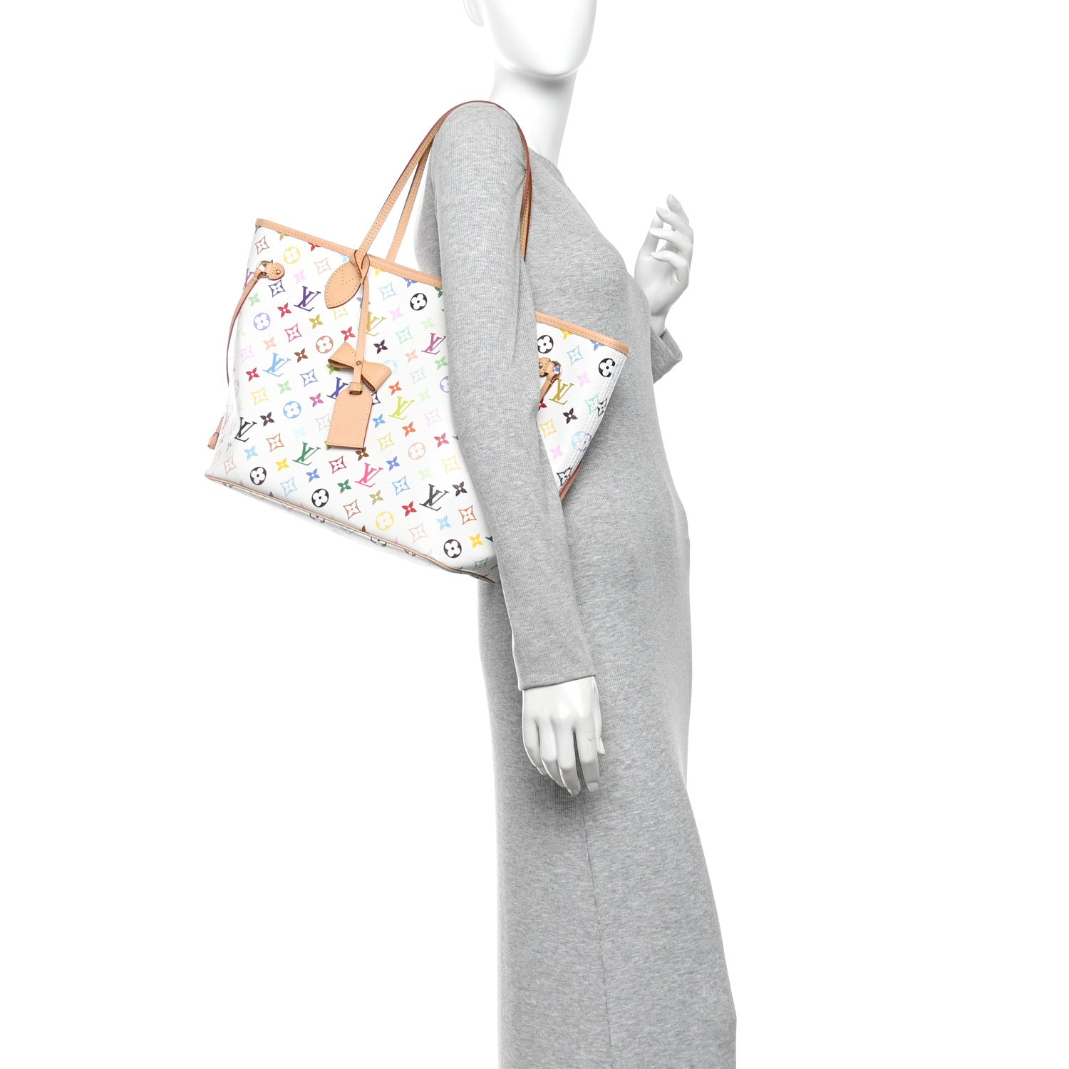 LV X TM Monogram Multicolor Neverfull MM White — view 2