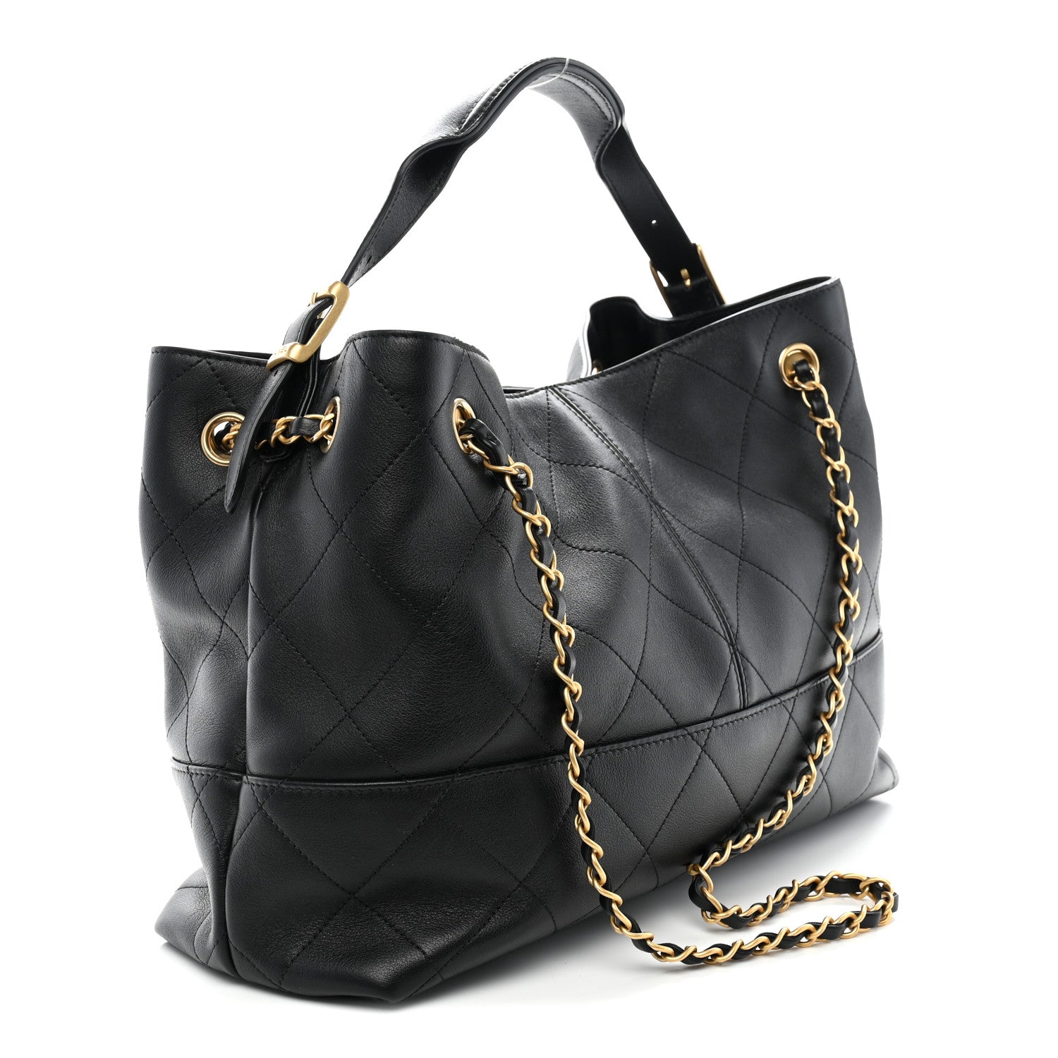 Calfskin Quilted Small Coco Base Shopping Bag Black — view 3