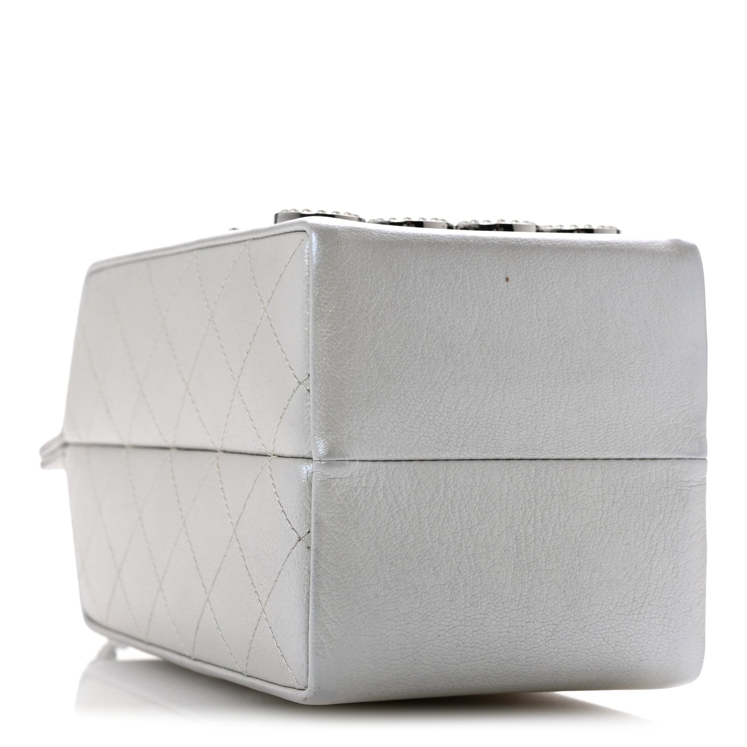 Metallic Goatskin Lait de Coco Milk Carton Bag Silver — view 4