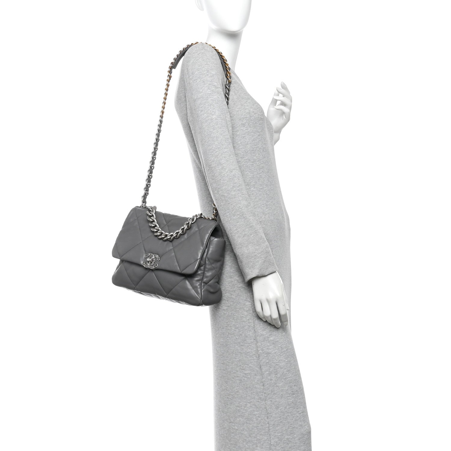 Lambskin Quilted Large Chanel 19 Flap Dark Grey — view 2