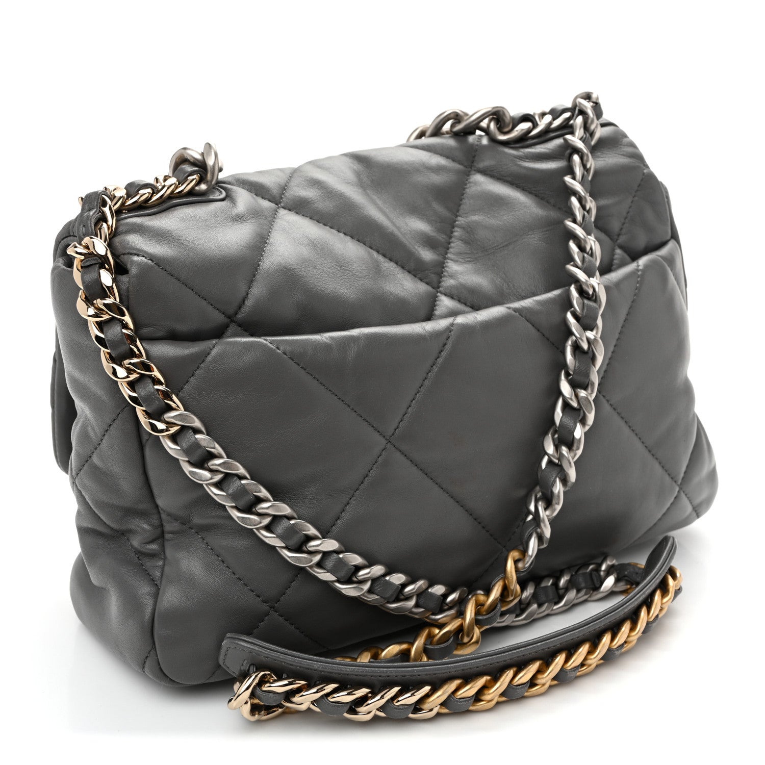 Lambskin Quilted Large Chanel 19 Flap Dark Grey — view 3