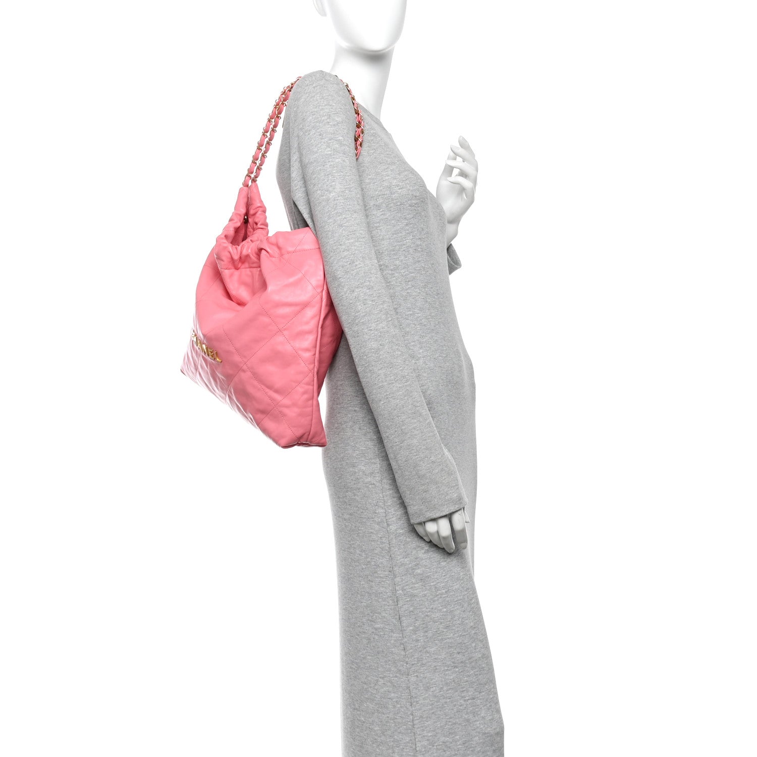 Shiny Calfskin Quilted Chanel 22 Coral Pink — view 2