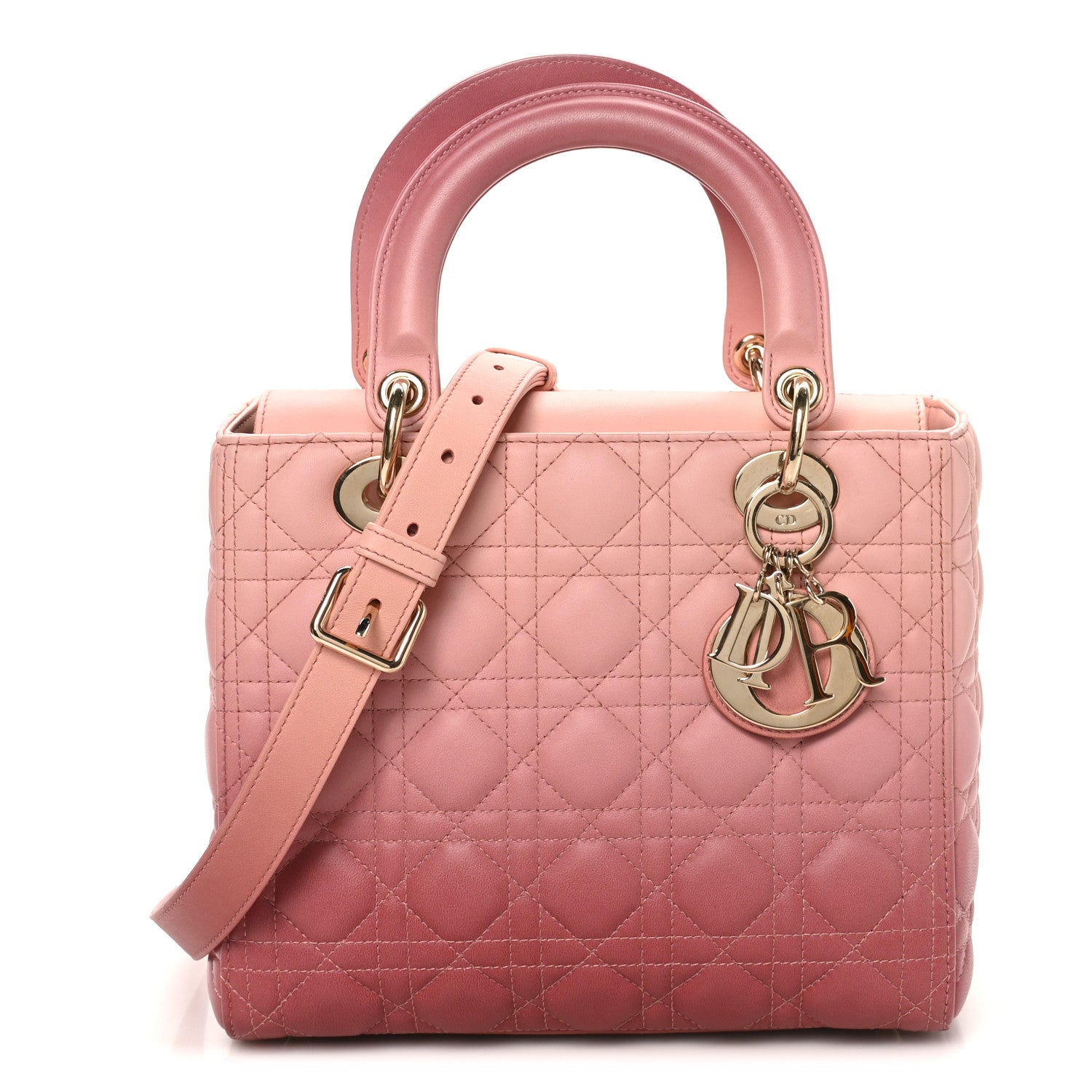 Lambskin Cannage Gradient Medium Lady Dior Pink