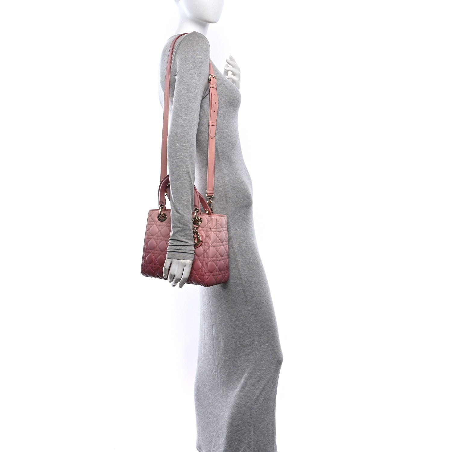 Lambskin Cannage Gradient Medium Lady Dior Pink — view 2