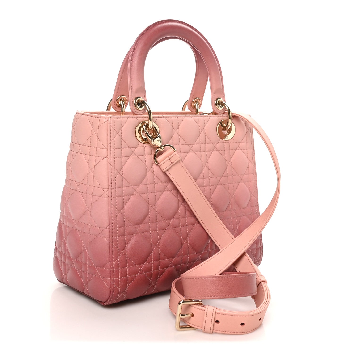 Lambskin Cannage Gradient Medium Lady Dior Pink — view 3