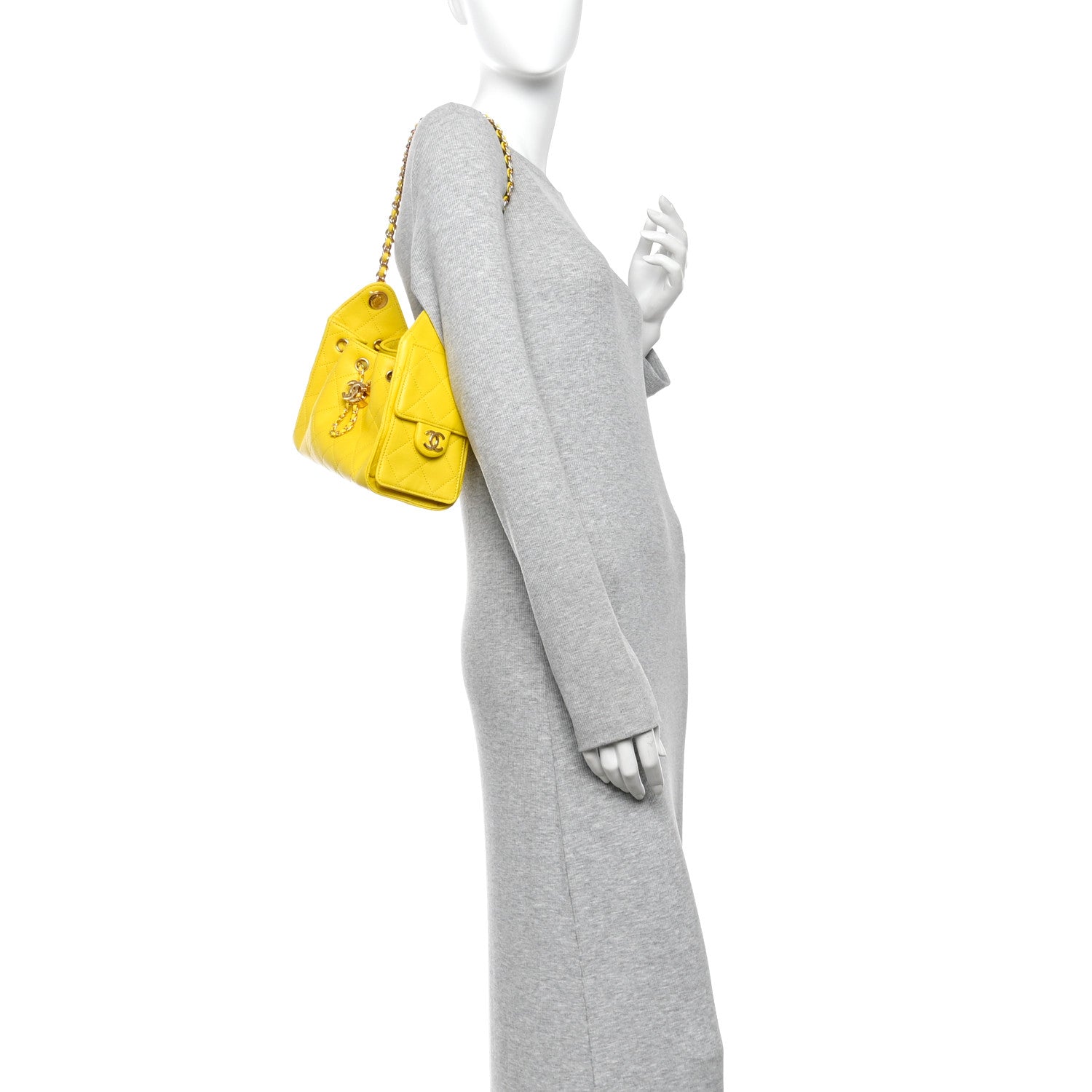 Caviar Quilted Mini Chanel 25 Handbag Yellow — view 2