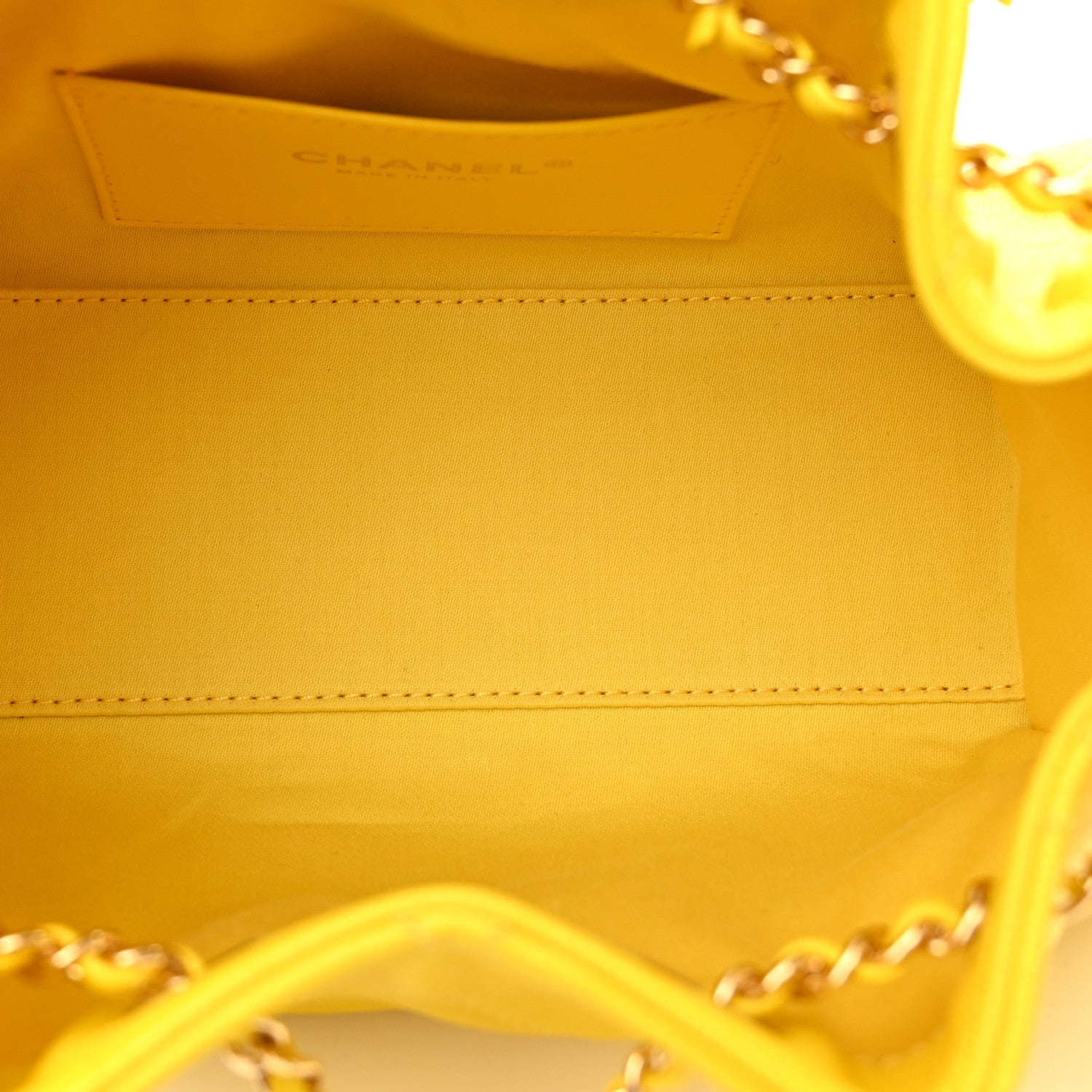 Caviar Quilted Mini Chanel 25 Handbag Yellow — view 5