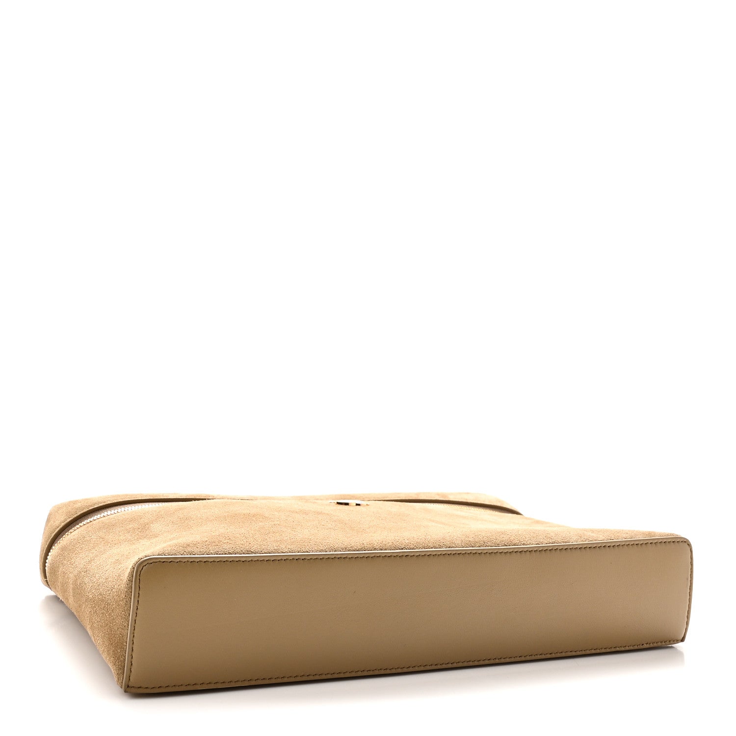 Suede Calfskin Large Supple Trapeze Vanity With Chain Beige — view 4