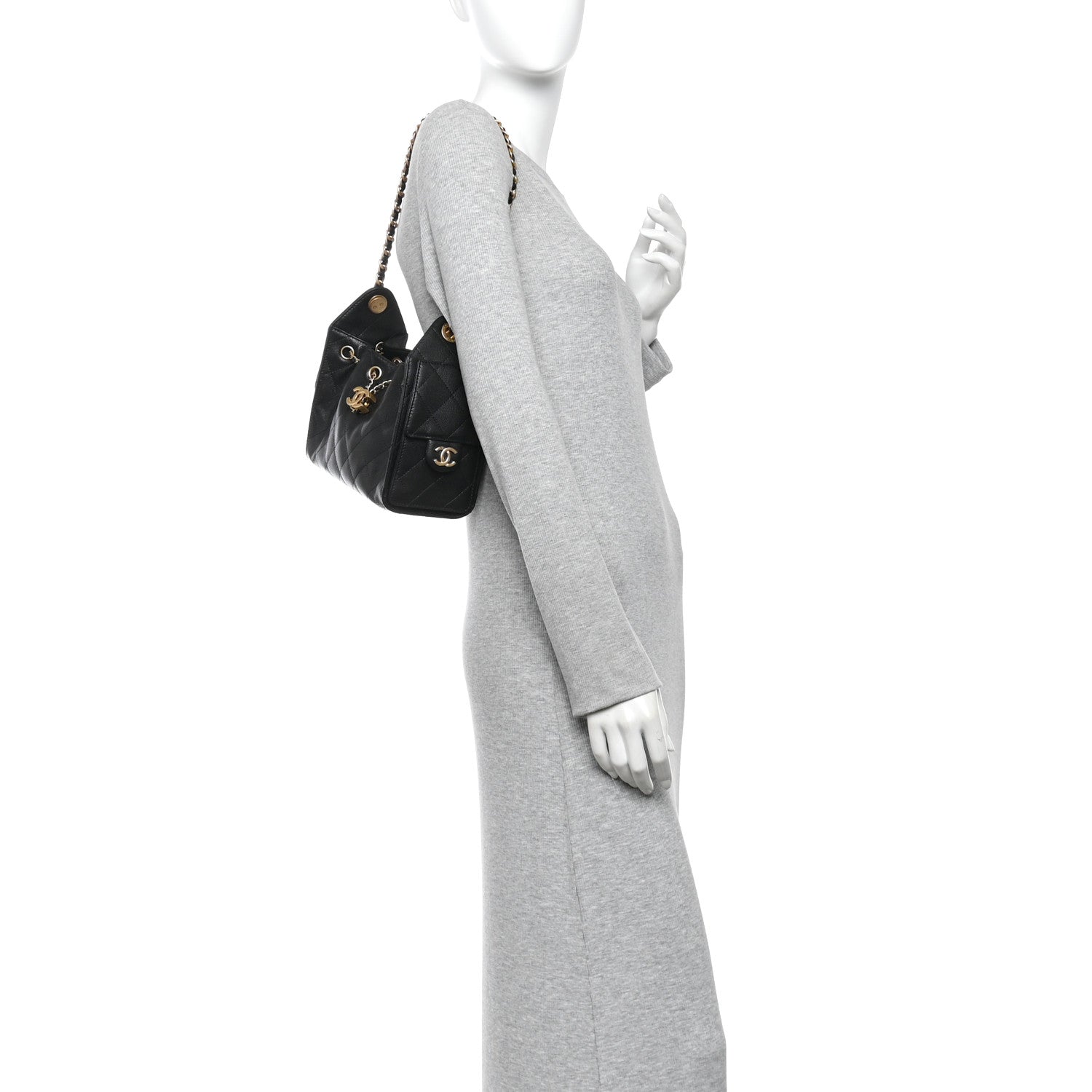 Caviar Quilted Mini Chanel 25 Handbag Black — view 2
