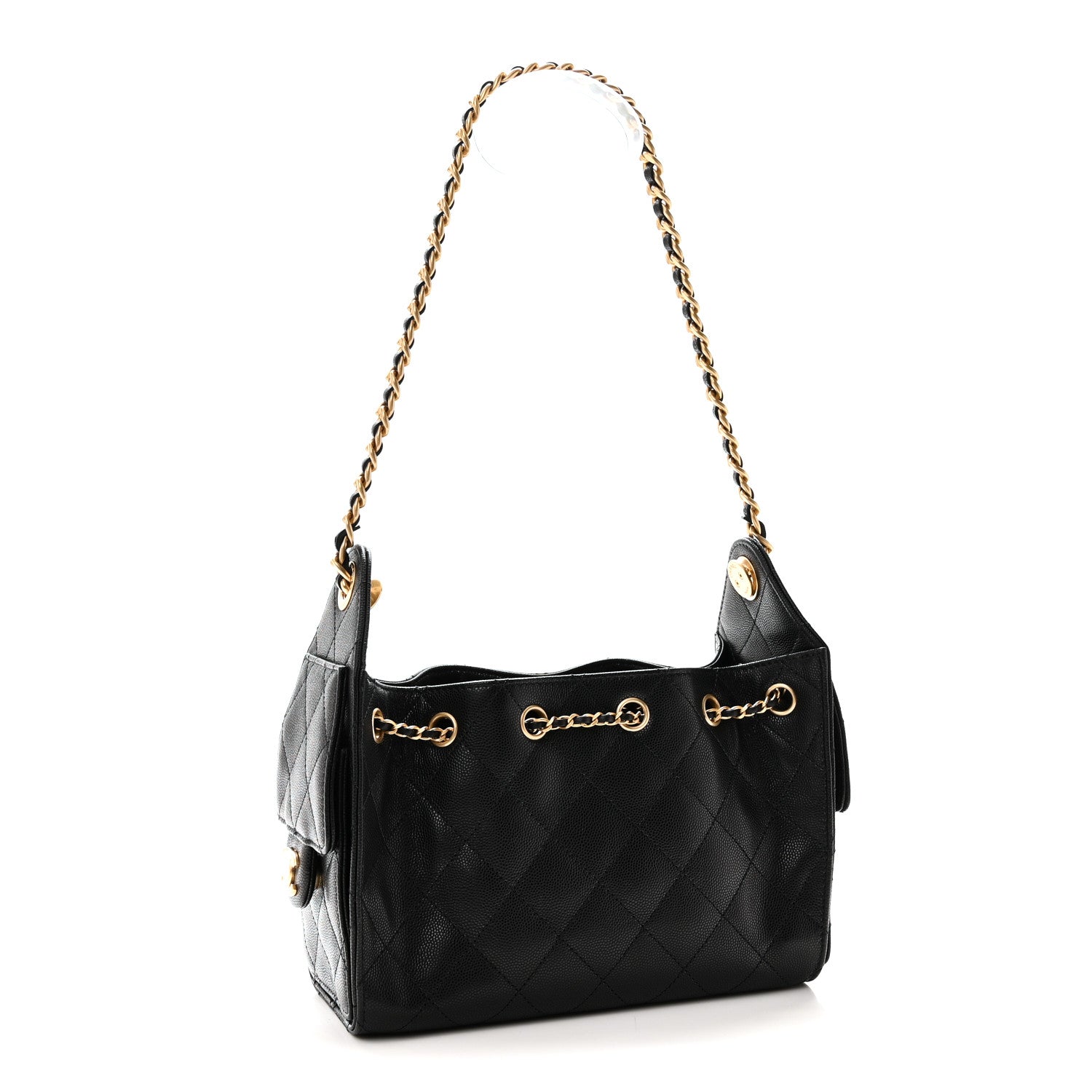 Caviar Quilted Mini Chanel 25 Handbag Black — view 3