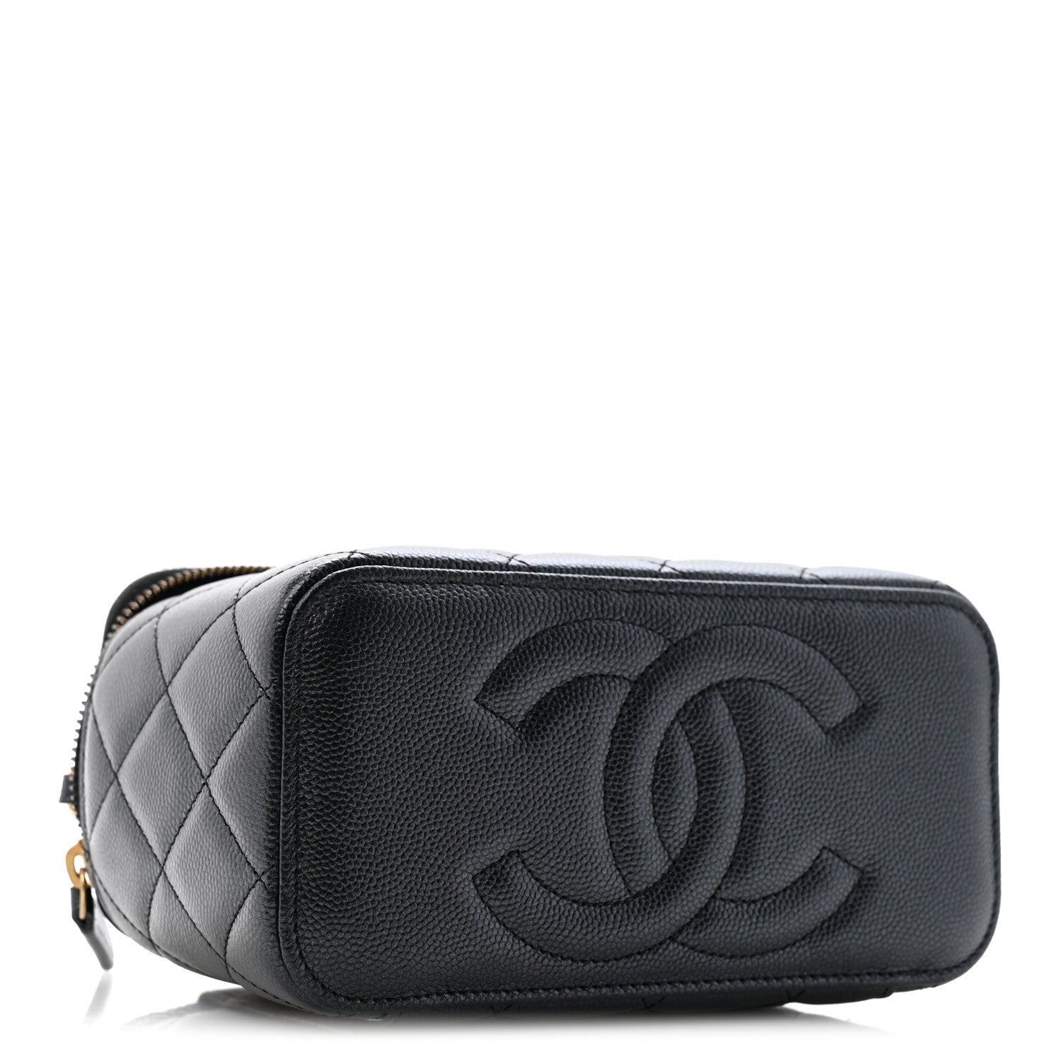 Pearly Caviar Quilted Fit For You Small Vanity Case With Chain Black — view 4