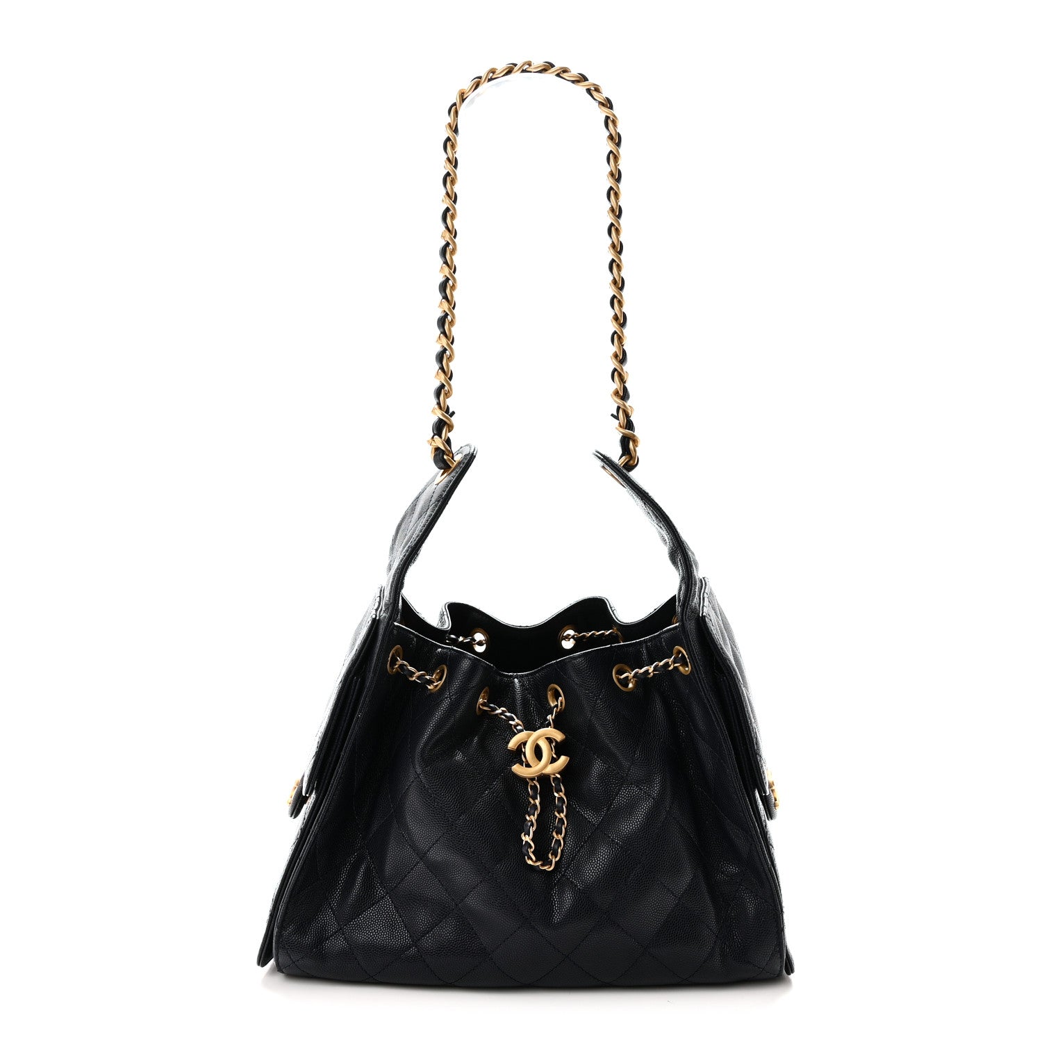Caviar Quilted Small Chanel 25 Handbag Dark Navy
