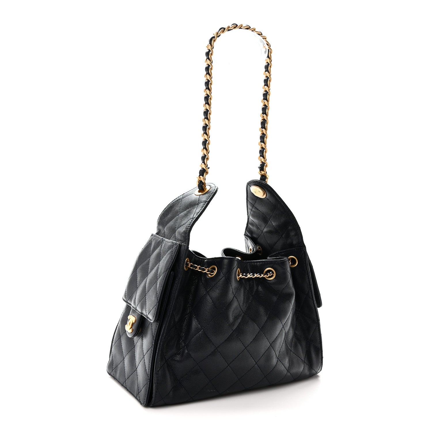 Caviar Quilted Small Chanel 25 Handbag Dark Navy — view 3